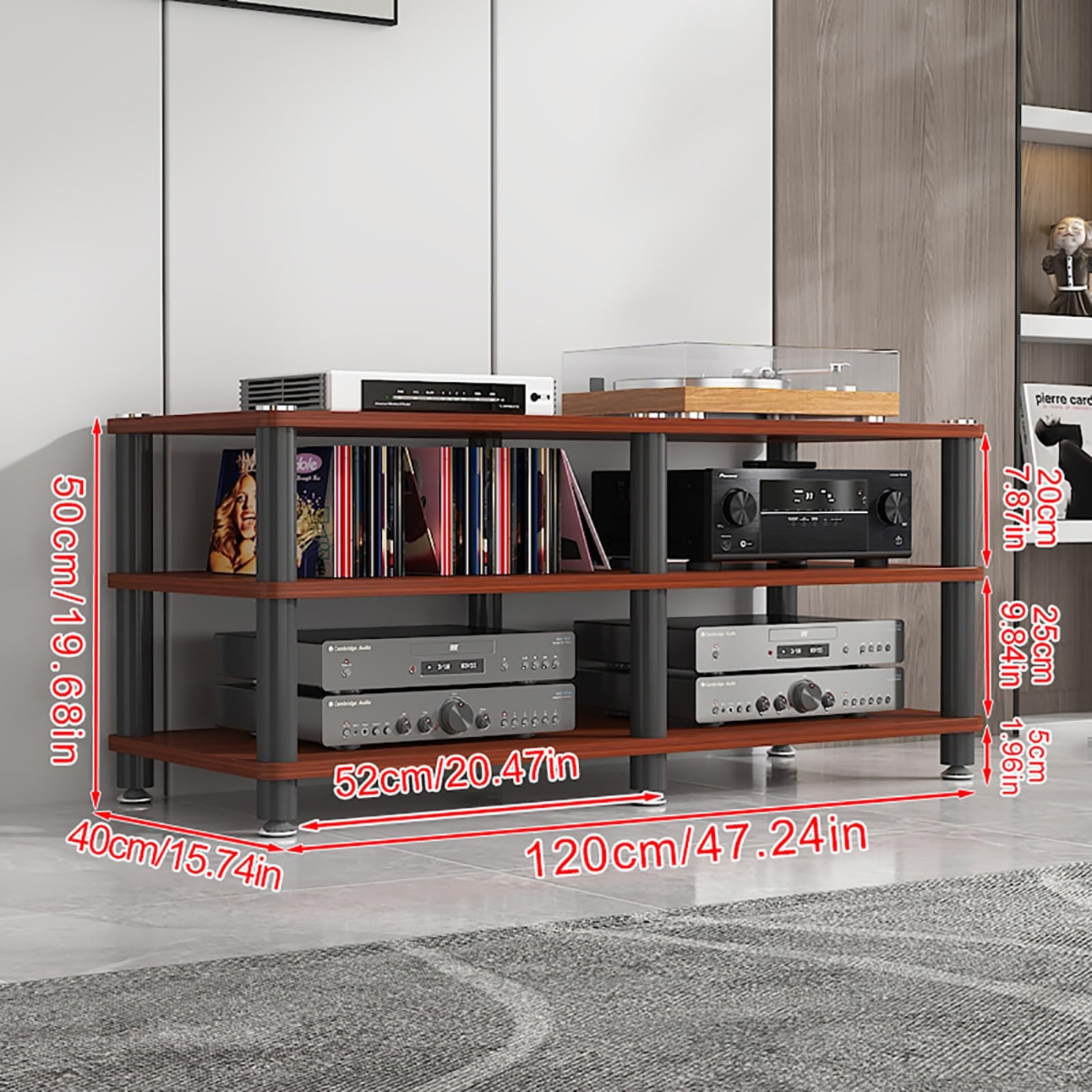 Szafka Media Audio Tower Stojak na konsolę do gier Stojący stojak audio Stojak na głośnik Nowoczesny stojak na media audio wideo Łatwy montaż dla żywej przestrzeni do nagrywania gier. (Oryginalny ho