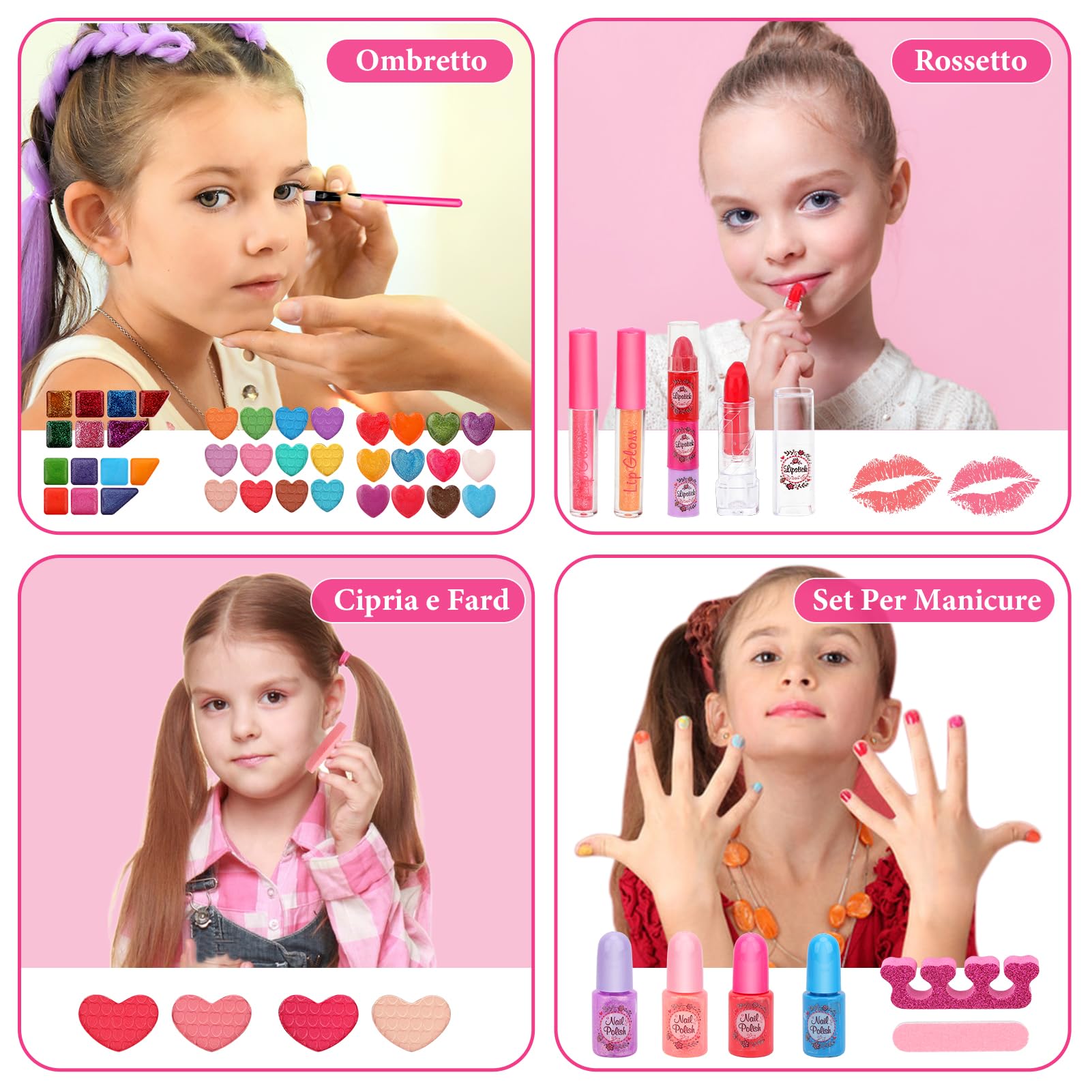 65 Pezzi Trucchi Bambina Set, Lavabile Set Di Valigetta Trucchi Per Bambini, Giochi Bambina Natale Compleanno Regalo Bambina 3 4 5 6 7 8 9 10 Anni