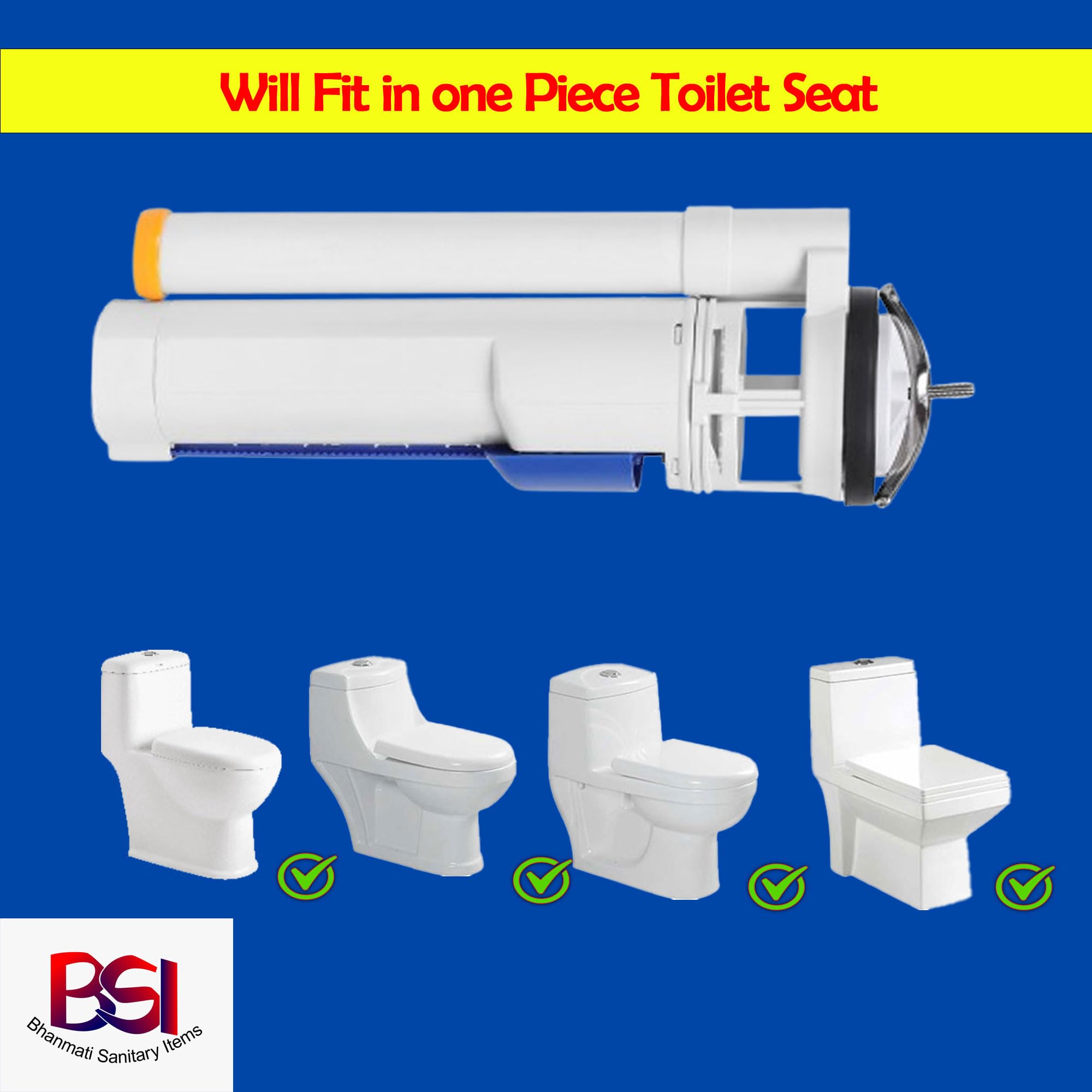 BHANMATI SANITARY ITEMS Flush Repair Kit Plastic Water-Saving Toilet Repair Kit, Dual Flush Valve-Siphon, "10 Inch", "8-10" inch Adjustable Fill Valve, 55 mm ABS Push Button 4