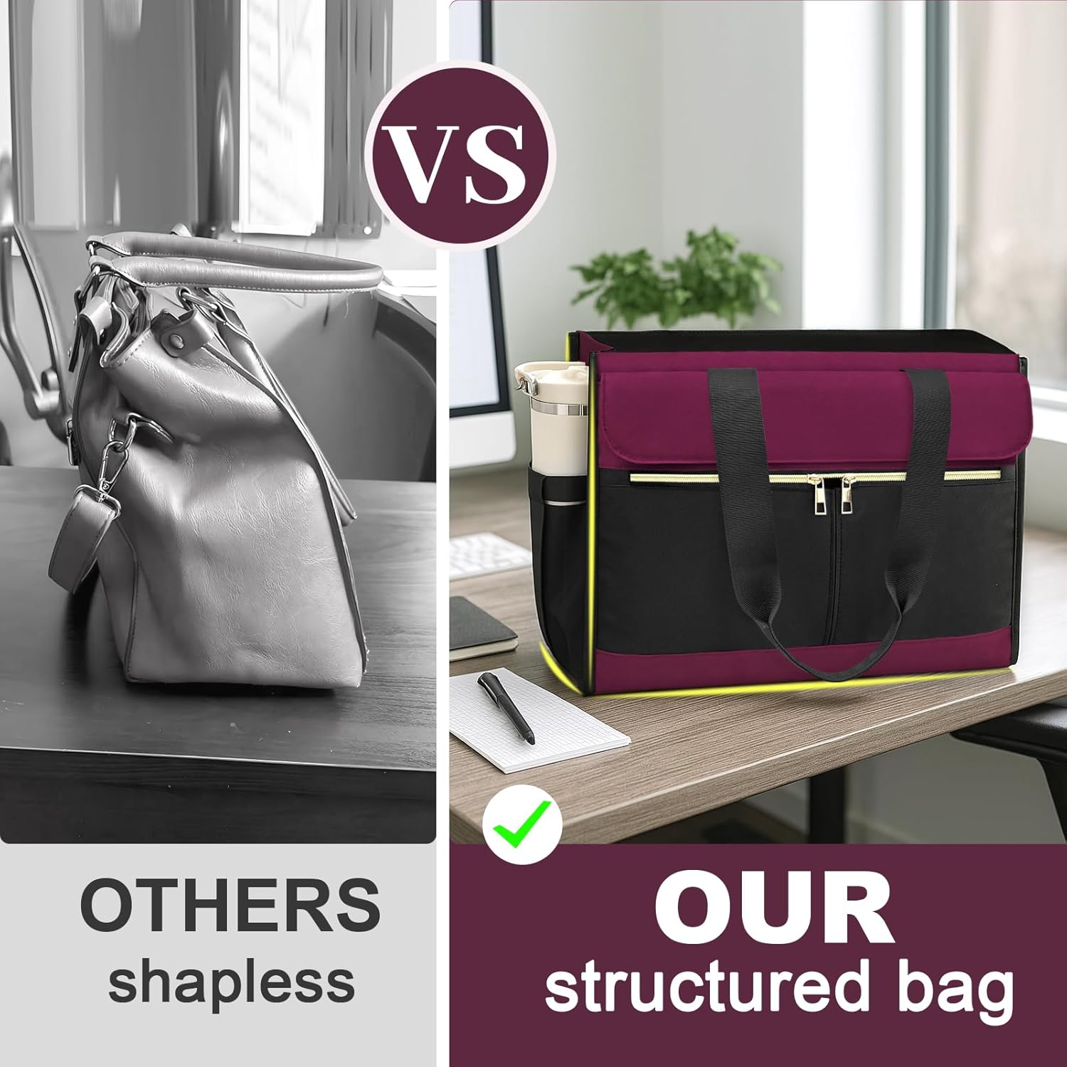 Laptop Bag for Women - 15.6 Inch Tote Work Bag with Compartments Nurse Teacher Bag Large Lightweight Office Handbag - Image 7