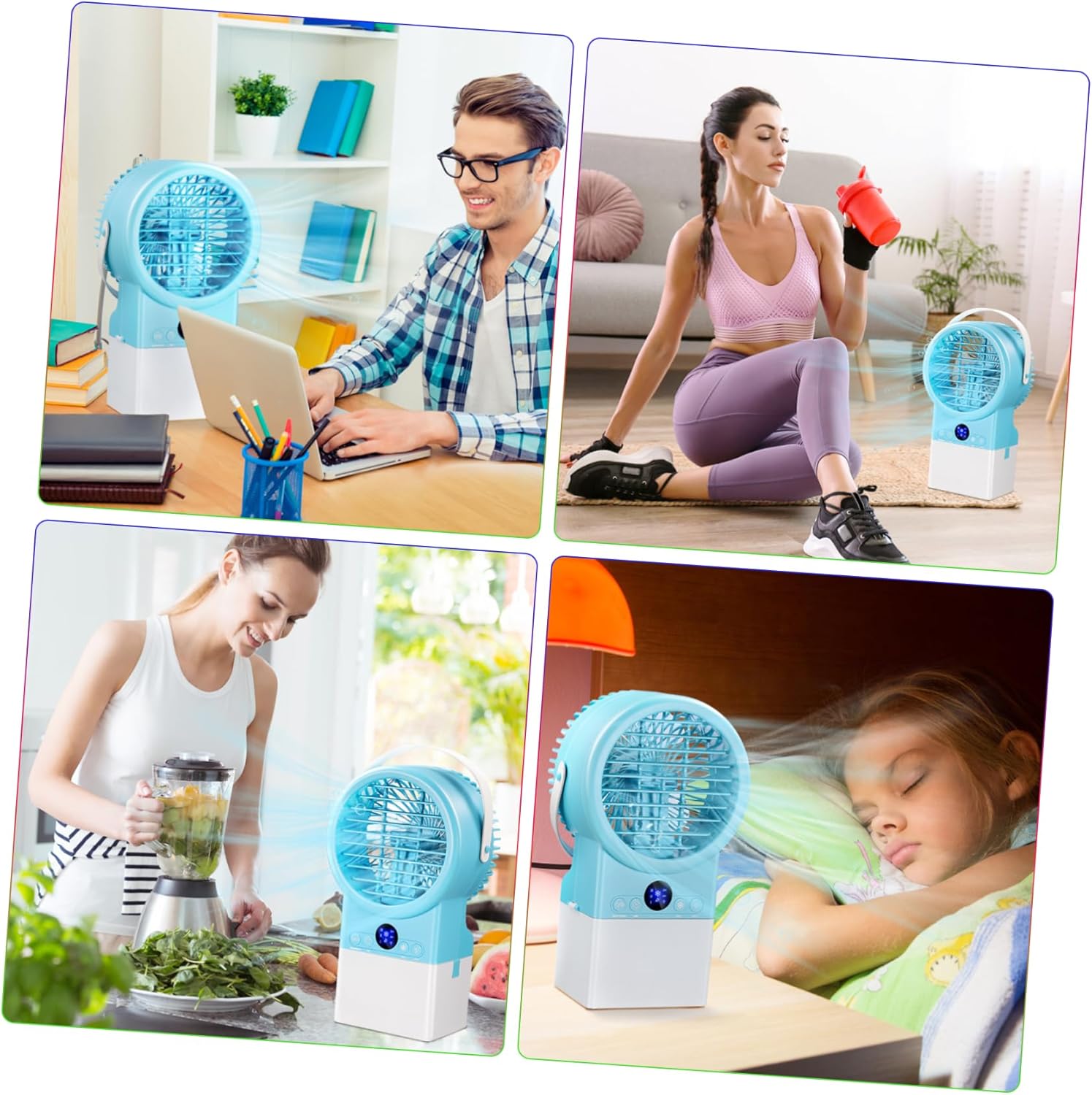 IMIKEYA Conditioner Fan Speeds Water Tank Changing Lights for Home Office Compact Personal Evaporative Cooler