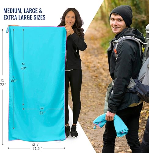 Miniatura 4 de VENTURE 4TH Toalla de viaje de secado rápido  Toallas de microfibra ultra suaves de secado rápido  esencial para camping, mochilero, yoga, natación,