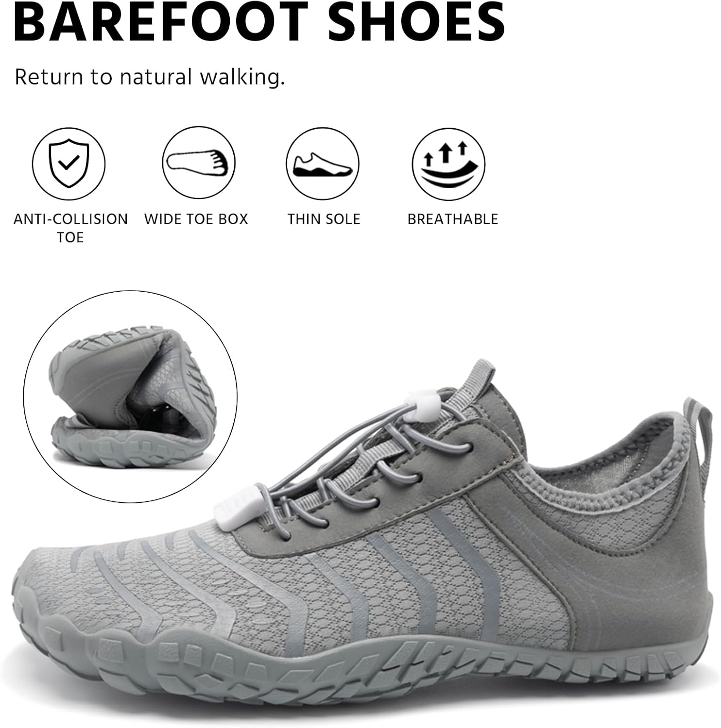 Barefoot Shoes Womens Mens Footwear for Walking Hiking with Wide Toe Box,Healthy & Non-Slip,Breathable Barefoot Vitality Water Shoes for Beach Pool Swim Outdoor (Unisex) - Image 4