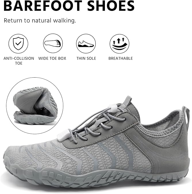 Barefoot Shoes Women Mens Footwear for Walking Hiking Gym,Wide Toe Box Shoe | Zero Drop Healthy & Non-Slip,Breathable Barefoot Vitality Water Shoes for Women Men,River Boat Beach Pool Swim Shoe Unisex