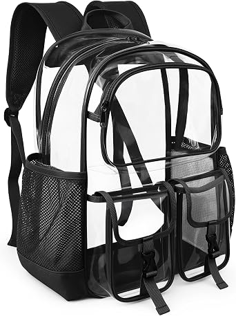 Clear Backpack for School, Clear Bookbag Heavy Duty Transparent Backpacks 17 Large See Through Bag for Boys Girls