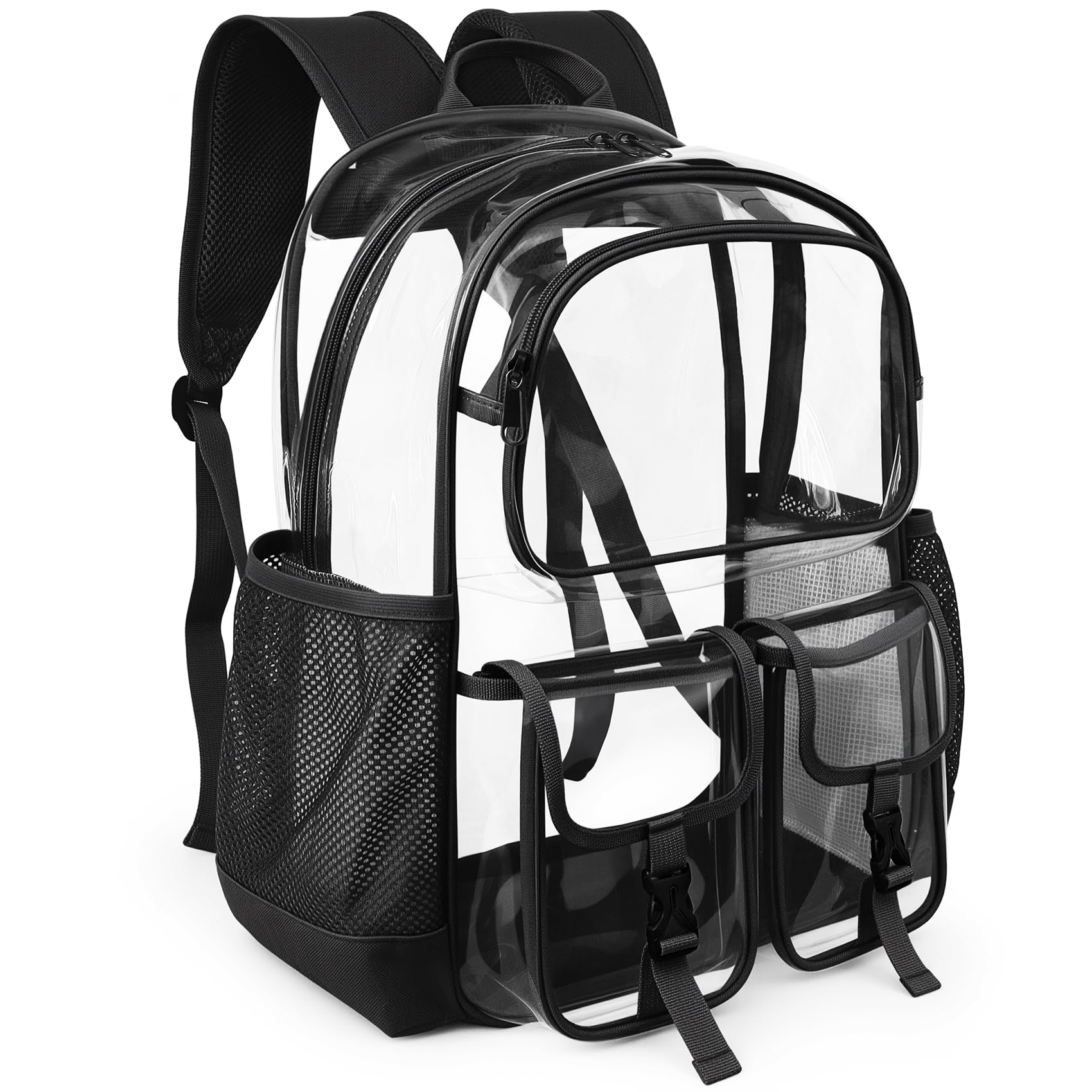 SKAITU Clear Backpack for School, Clear Bookbag Heavy Duty Transparent Backpacks 17 '' Large See Through Bag for Boys Girls