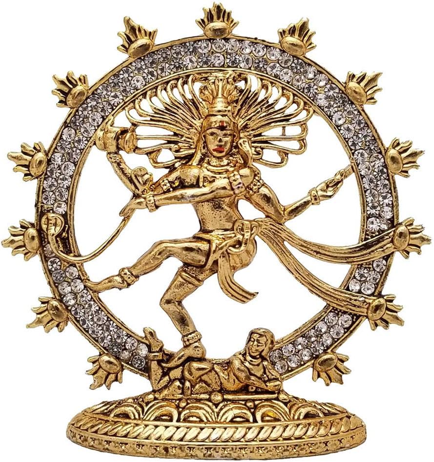 Galaxy Karmaa Golden Color Dancing Shiva Nataraja Statue for Car Dashboard