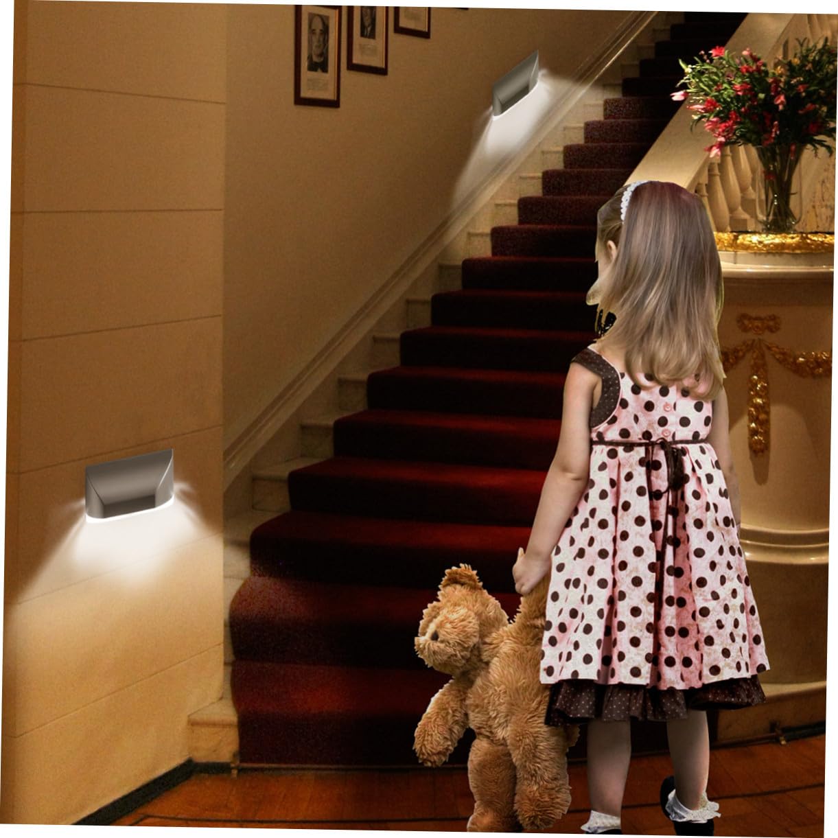 Toddmomy 2 pezzi Lampada LED Sensore Movimento Porta Luce Notturna Infrarossi Intelligente con Induzione Corpo Umano Piccola Applique da Parete Argento per Ingresso e Armadio