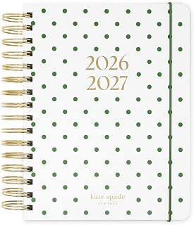 kate spade new york 17-Month Large 2026-2027 Planner, Lexington Dot | 8.5" x 7.25" Hardcover Agenda with Monthly & Weekly Layouts, Goal Tracker, Vacation Pages, Stickers, Tabs & Elastic Closure