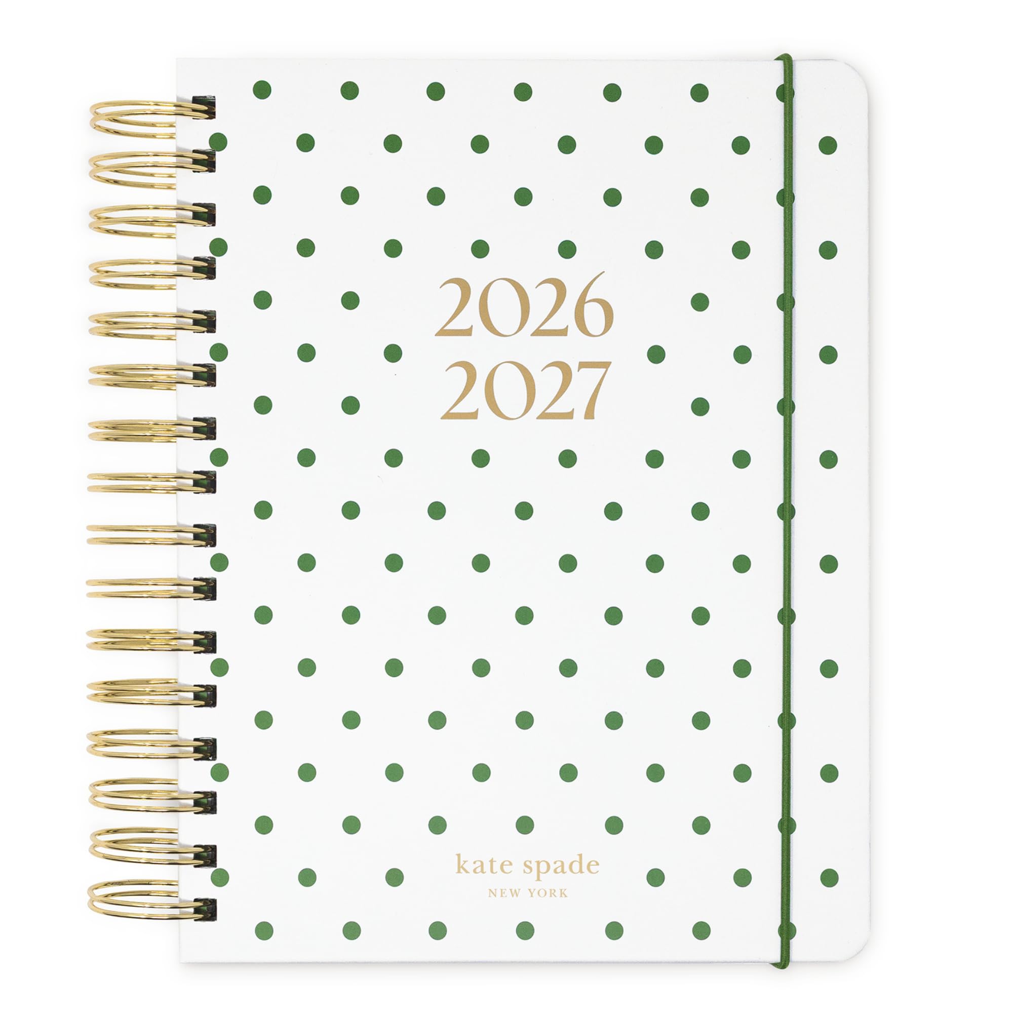 kate spade new york Agenda grande 21,6 x 18,4 cm, rilegatura a spirale, layout mensile e settimanale, tracker obiettivi, agenda vacanze, adesivi, linguette, chiusura elastica e tasca, agosto 2026