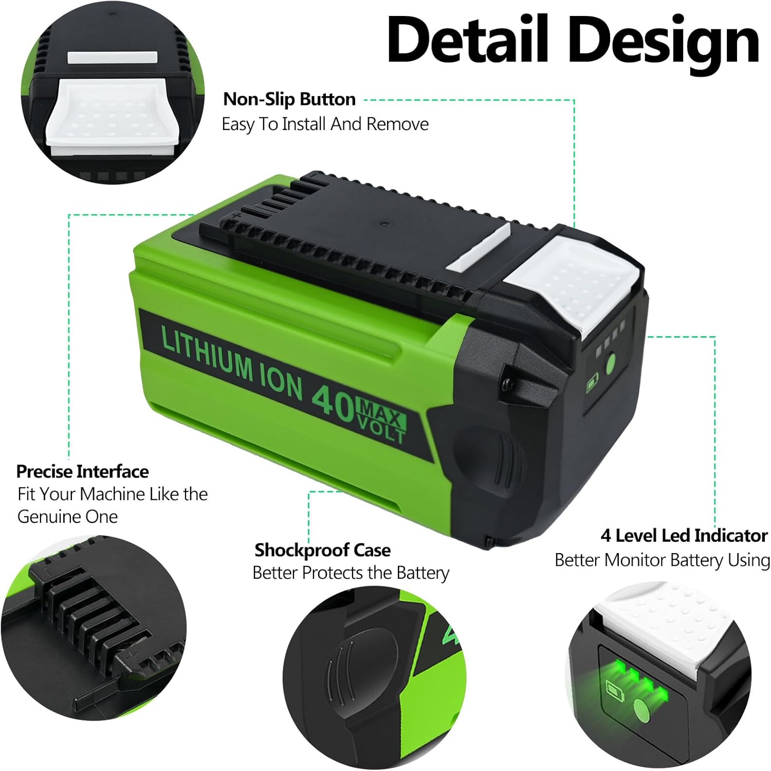 40V 6.0Ah Replacement for Greenworks 40V Battery, Lithium Battery Compatible with Greenworks 40 Volt G-MAX 29472 29462 29252 20202 22262 25312 25322 20642 22272 27062 21242 Power Tools