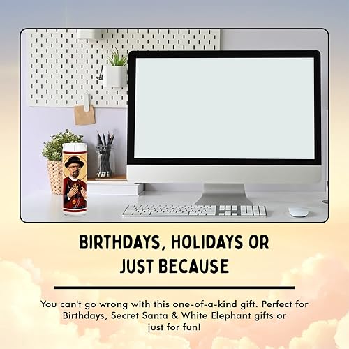 Miniatura 3 de Bryan Cranston - Vela de oración de celebridades  Vela blanca divertida de Walter  Votiva de oración de vidrio de 8 pulgadas  100 hecha a mano en