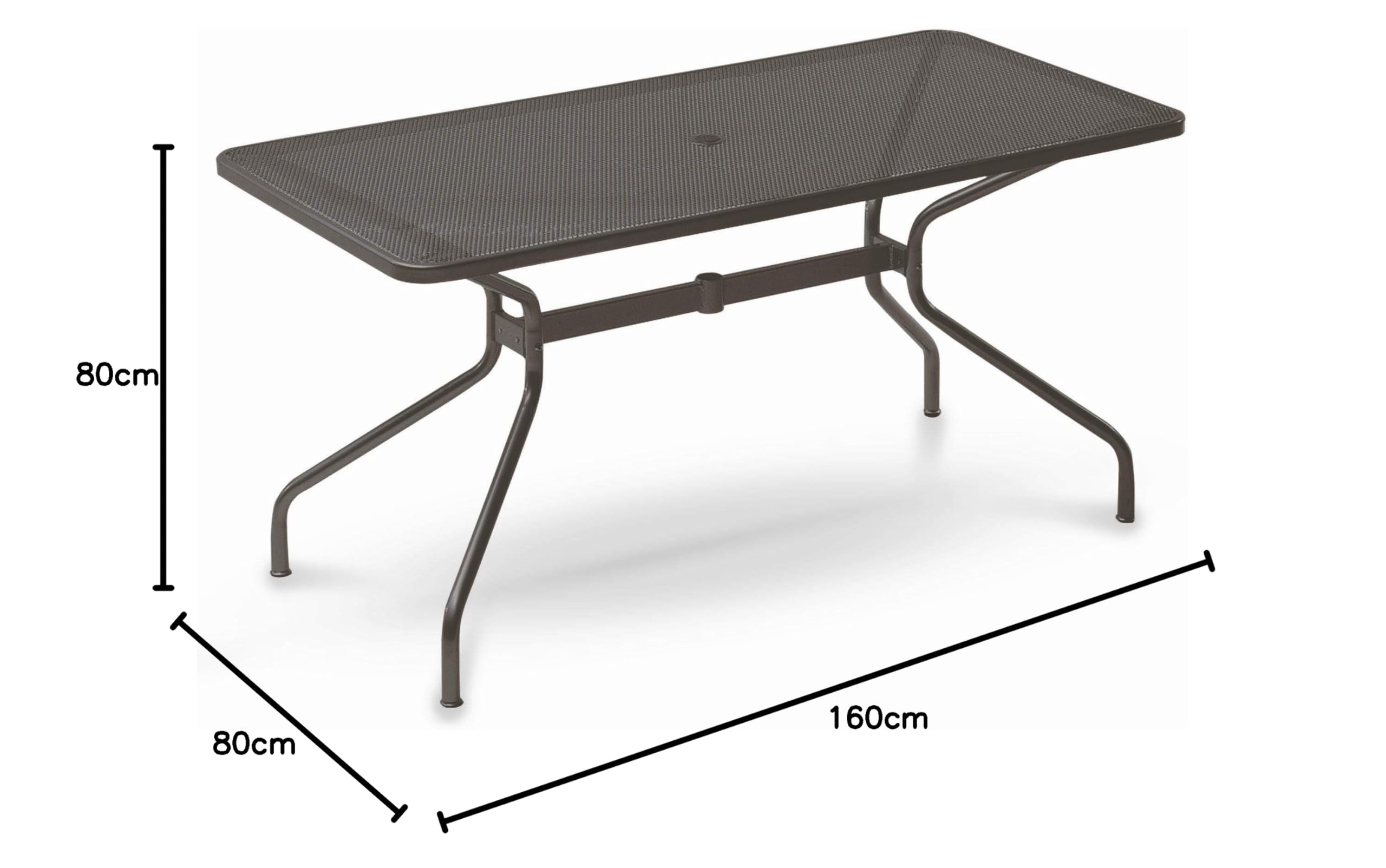 Tavolo Da Esterno Cambi 160x80 Cm - In Ferro Zincato E Verniciato, Colore Ferro Antico, Made In Italy - Foto 9