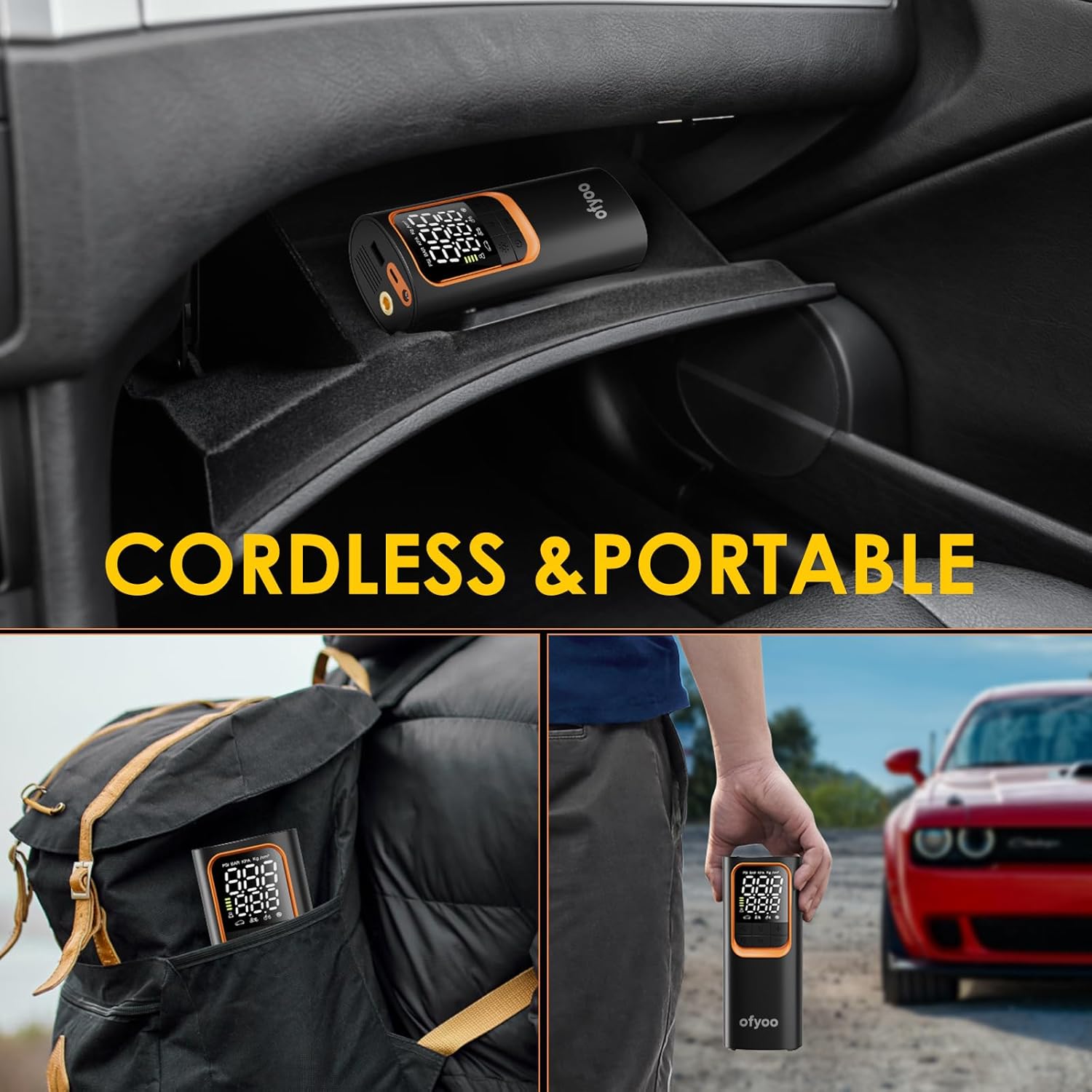Tire Inflator Portable Air Compressor,Air Pump with 170PSI High Pressure,Digital Tire Pressure,Preset Pressure Automatic Stop,Inflating Cars/Bicycles/Motorcycles/Balls,USB Charging Portable
