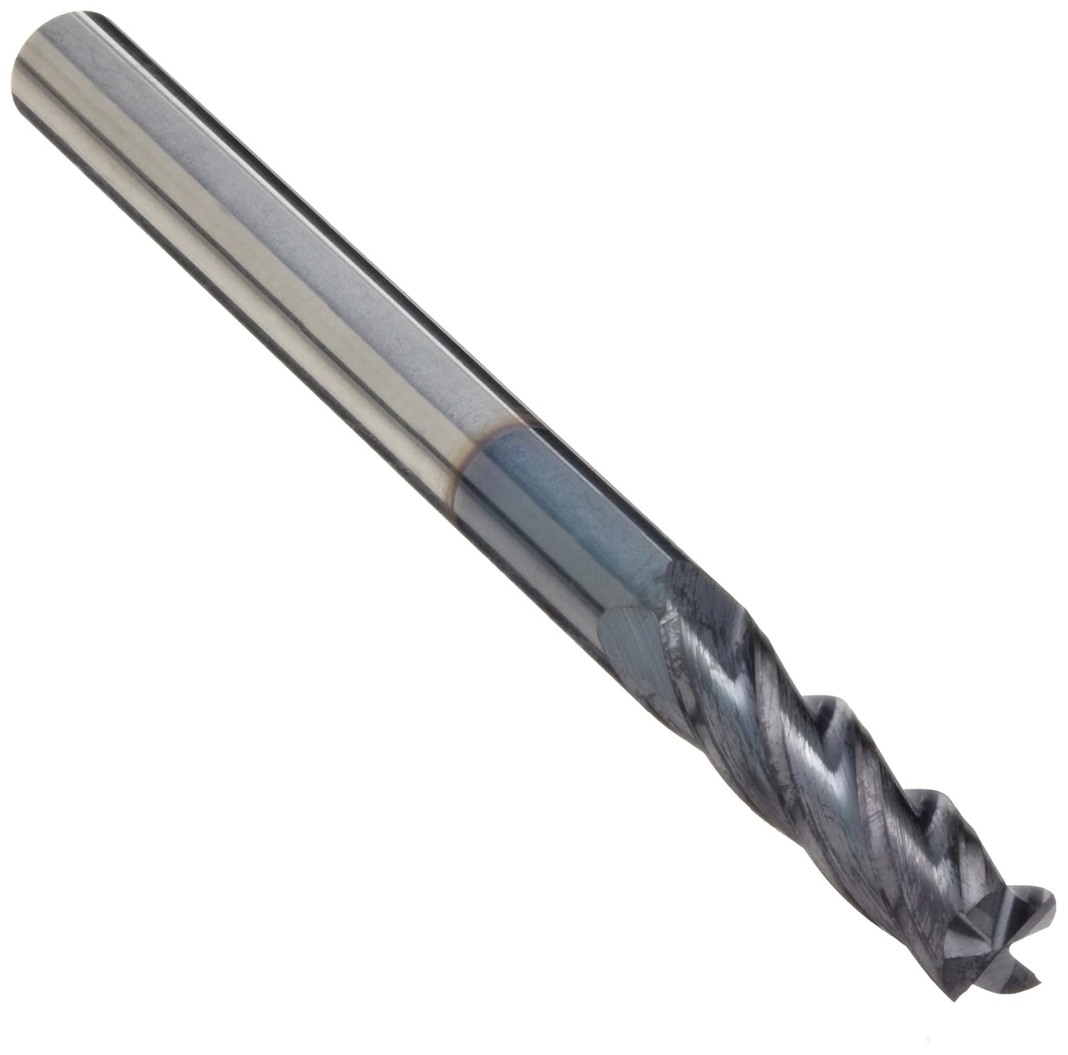 CCMG-ML Carbide Square Nose End Mill, AlTiN Monolayer Finish, 30 Deg Helix, 4 Flutes, 2.5000" Overall Length, 0.1875" Cutting Diameter, 0.1875" Shank Diameter