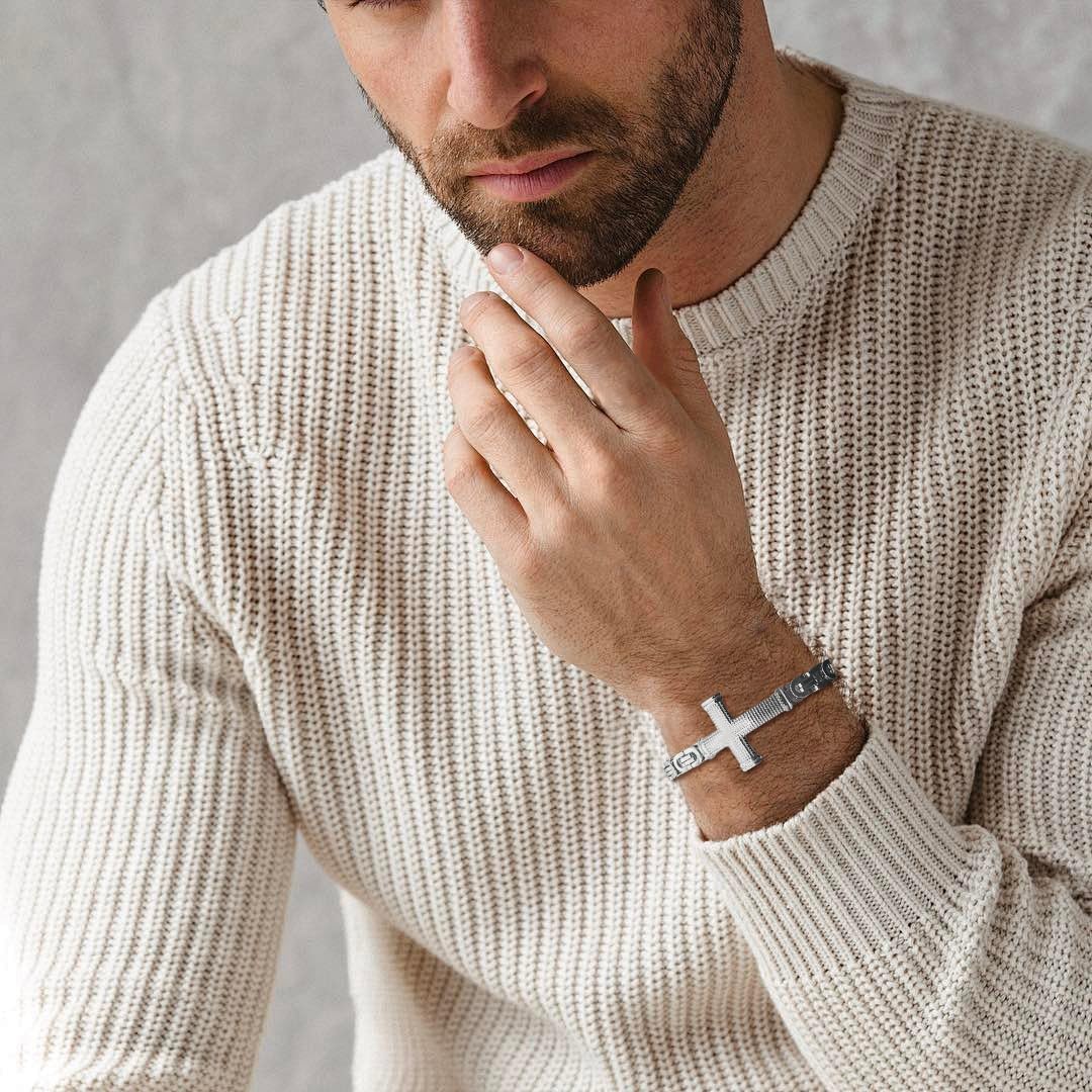 Cross Bracelet for Men 316L Stainless Steel Religious Christian Chain Bracelet Jewelry Gifts for Men - Image 3