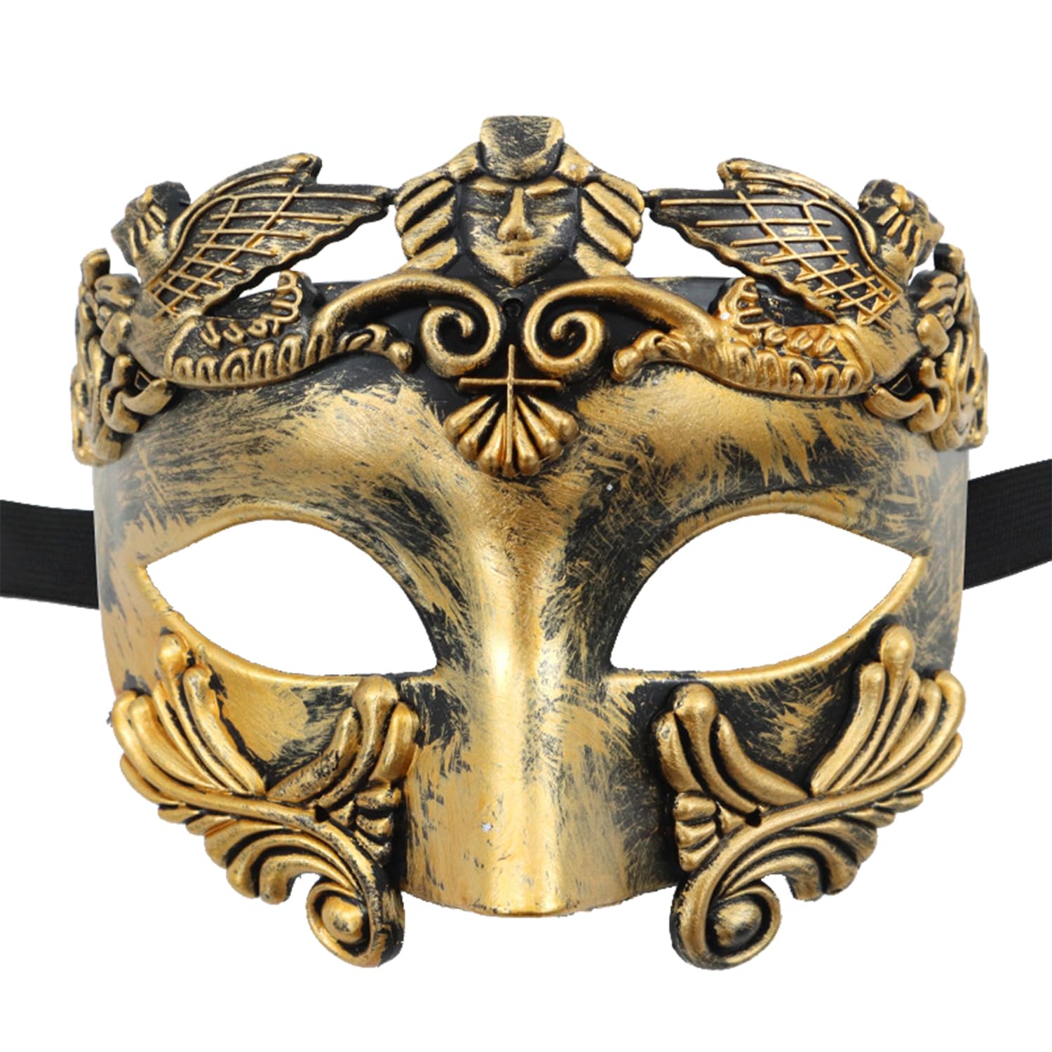 Lezevn Roman Greek Man Mask - Venetian Mask for Men Mardi Gras (Gold)