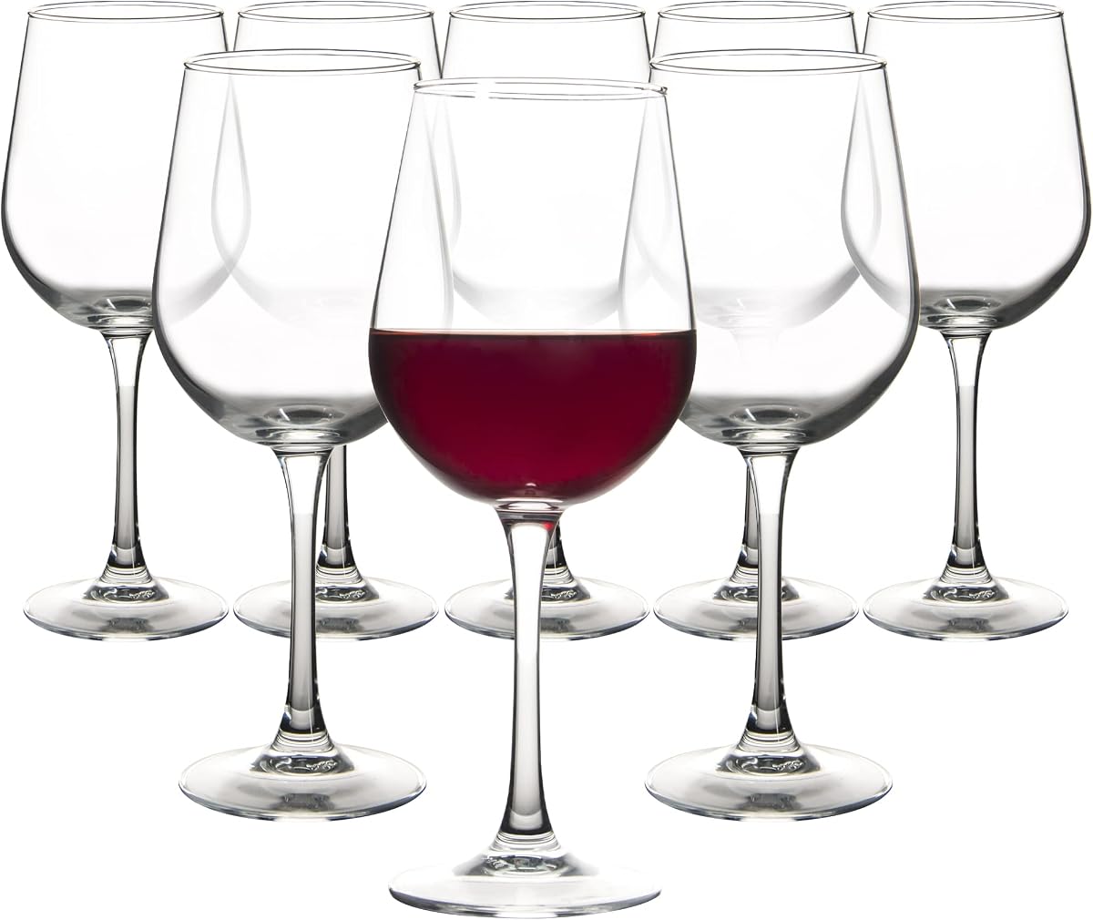 Elegantes copas de vino tinto templadas de 15 oz, juego de 8 para ocasiones especiales, elegantes y duraderas | Copas elegantes para restaurantes, bares, bodas y aniversarios: aptas para vino tinto o blanco, aptas para lavavajillas