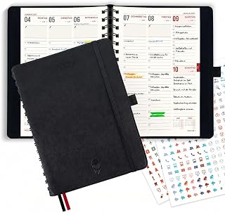 colortouch Terminplaner 2027, Kalender A5, Wochenplaner mit Softcover, Terminkalender Ringbuch, 30 Minuten-Intervalle Planer mit 2 Blatt Aukfleber auf Deutsch, Buchkalender 14 Monate (Nov 26-Dez 27)