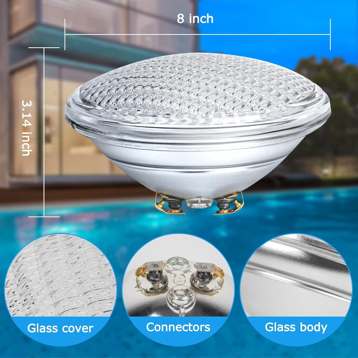 AHJ 36W Luce Calda Luci per Piscina PAR56, Luci Impermeabili per Piscina IP68, LED Piscina Luce Piscina, IP68 Faretto Per 12V DC/AC, Fascio di 120°