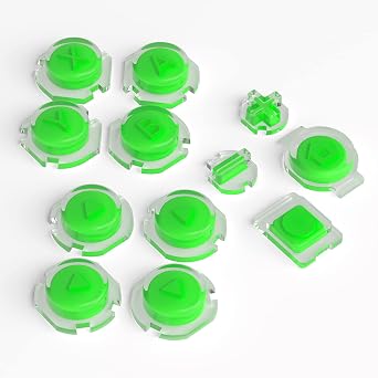 eXtremeRate Replacement Two-Tone Jelly Buttons for JoyCon, Green & Clear with Symbols Custom Controller ABXY Direction Home Capture + Keys, DIY Action Face Buttons for Nintendo Switch & Switch OLED