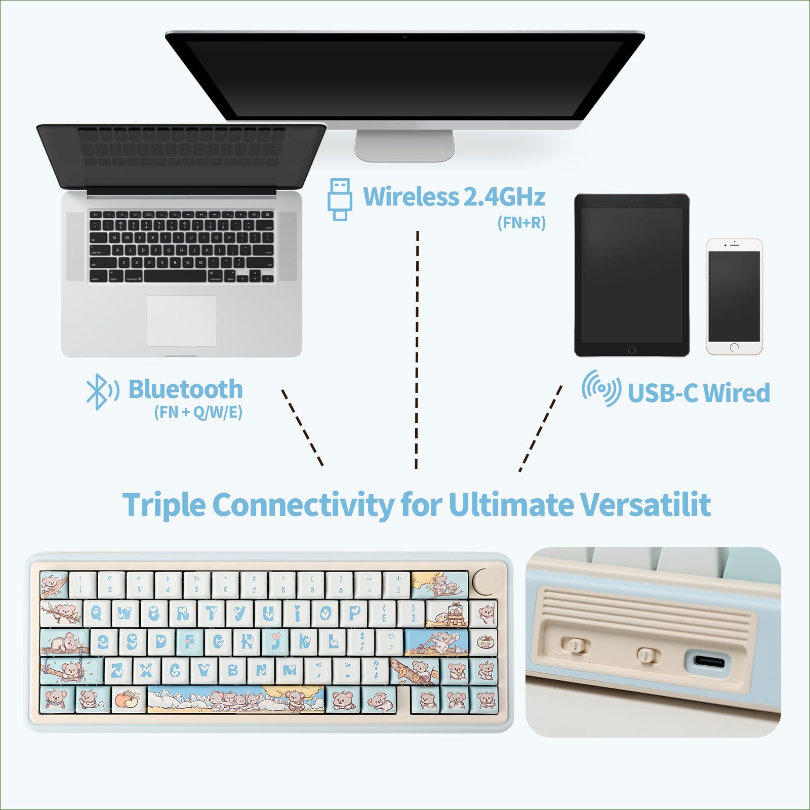 Amazon | EPOMAKER CIDOO Nebula ゲーミングキーボード 65% VIA