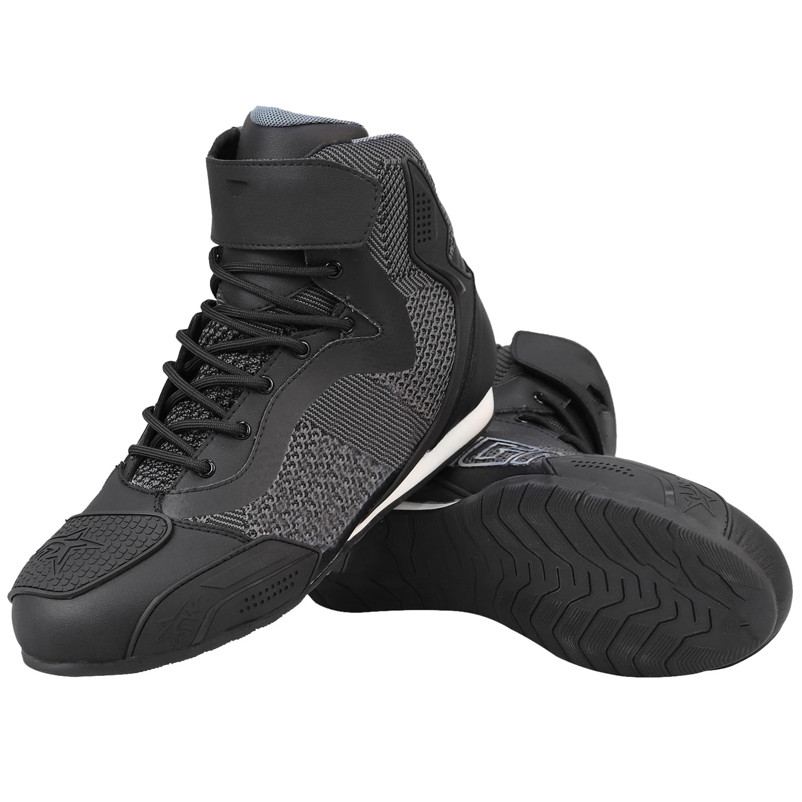Bottes de moto pour hommes en cuir PU et maille respirante taille 42 noir