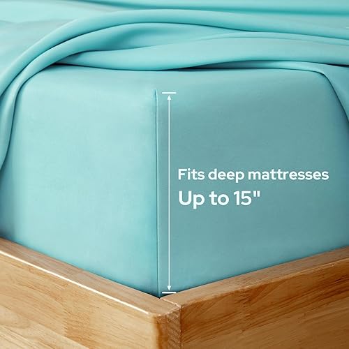 Miniatura 3 de HOMEIDEAS - Juego de sábanas de microfibra cepillada extrasuave, sábanas de cama de 1800 hilos, 15 pulgadas (38.1 cm), gran profundidad,