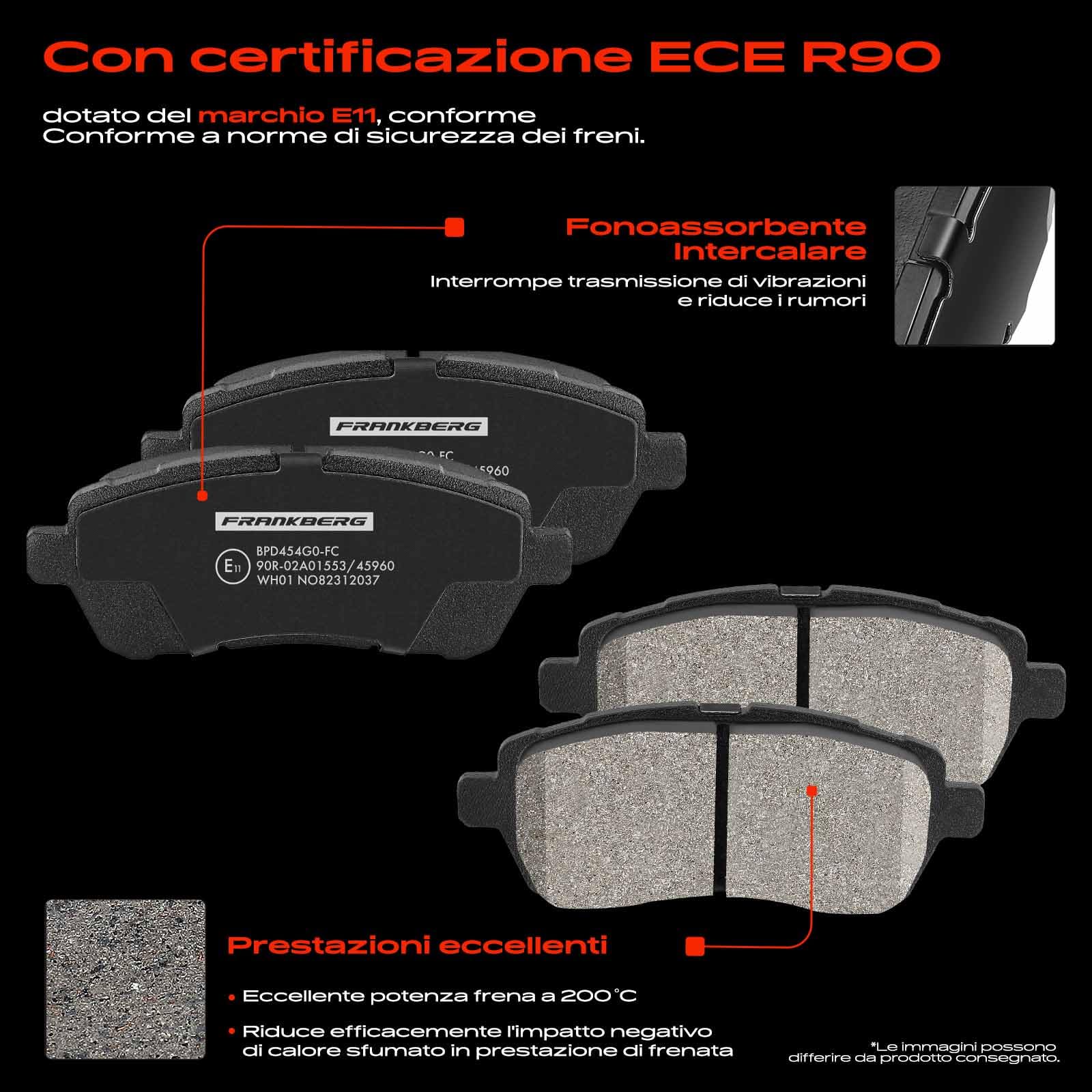 Frankberg Set di pastiglie dei freni incl. 4x Pastiglie dei Freni Anteriore Compatibile con Fiesta VI CB1 CCN Swift IV FZ NZ 2 DE DH Justy IV S.i.r.i.o.n M3 Replace# 04465B1320000