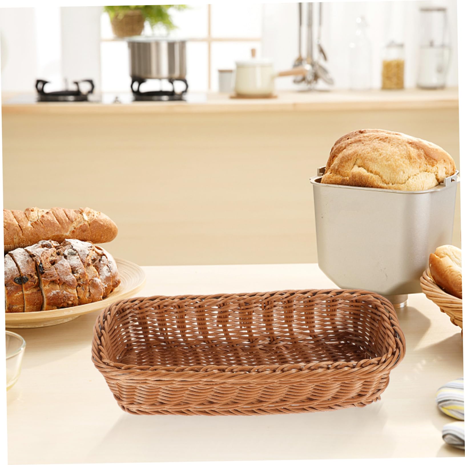 COLLBATH Cesta De Frutas De 5 Piezas Cesta De Ratán Cesta Para Frutas Y Verduras Cestas De Mimbre Para Pan Bandeja Para Guardar Utensilios Para Mesas De Restaurante Cesta Para Guardar