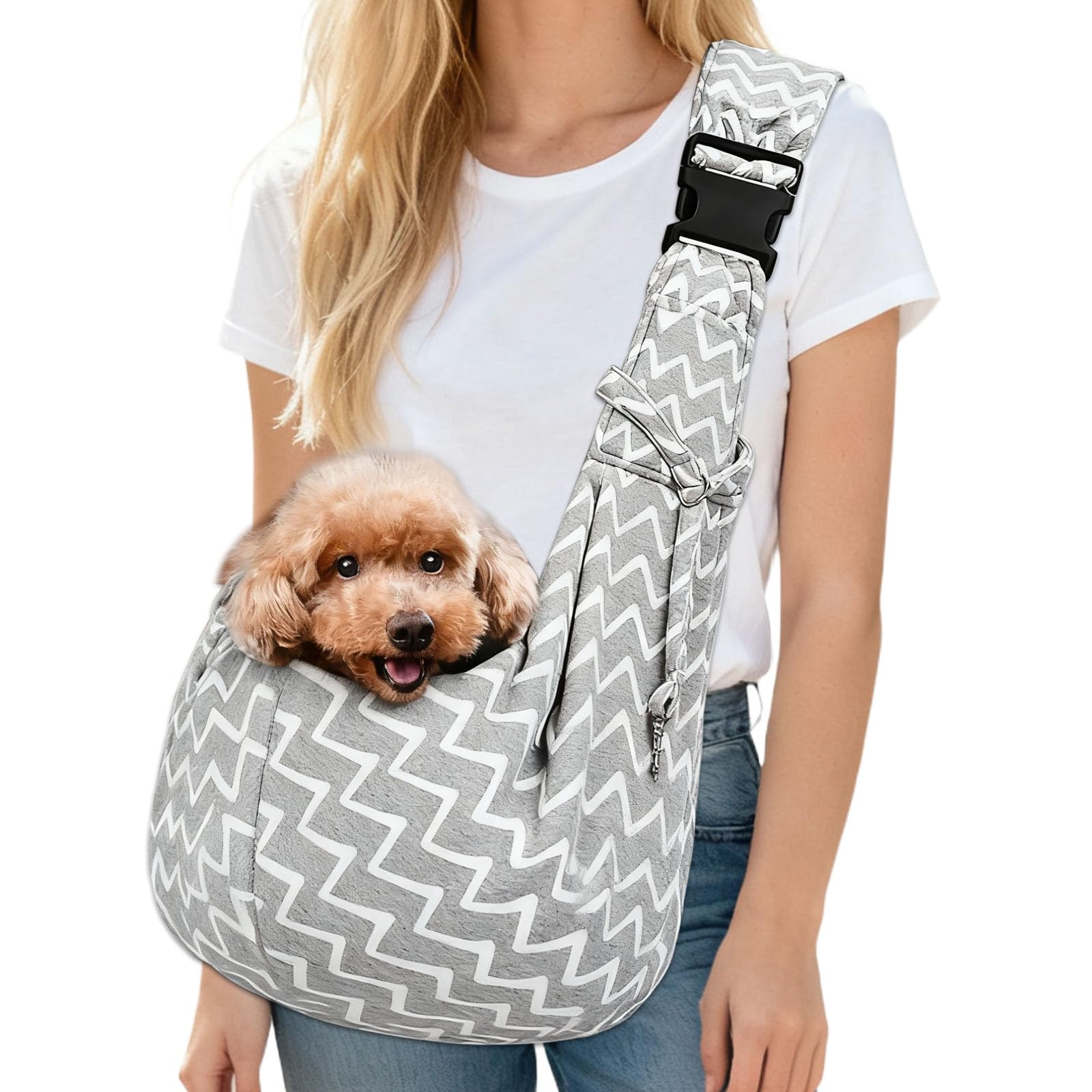 Bolso para Llevar Perros Pequeños y Perro Mediano＜7.5kg Bolso De Hombro para Perros Pequeños Bolsos Portaperros Bolsa de Viaje para Mascotas con Gancho y Bolsillo para Perro y Gato Al Aire Libre