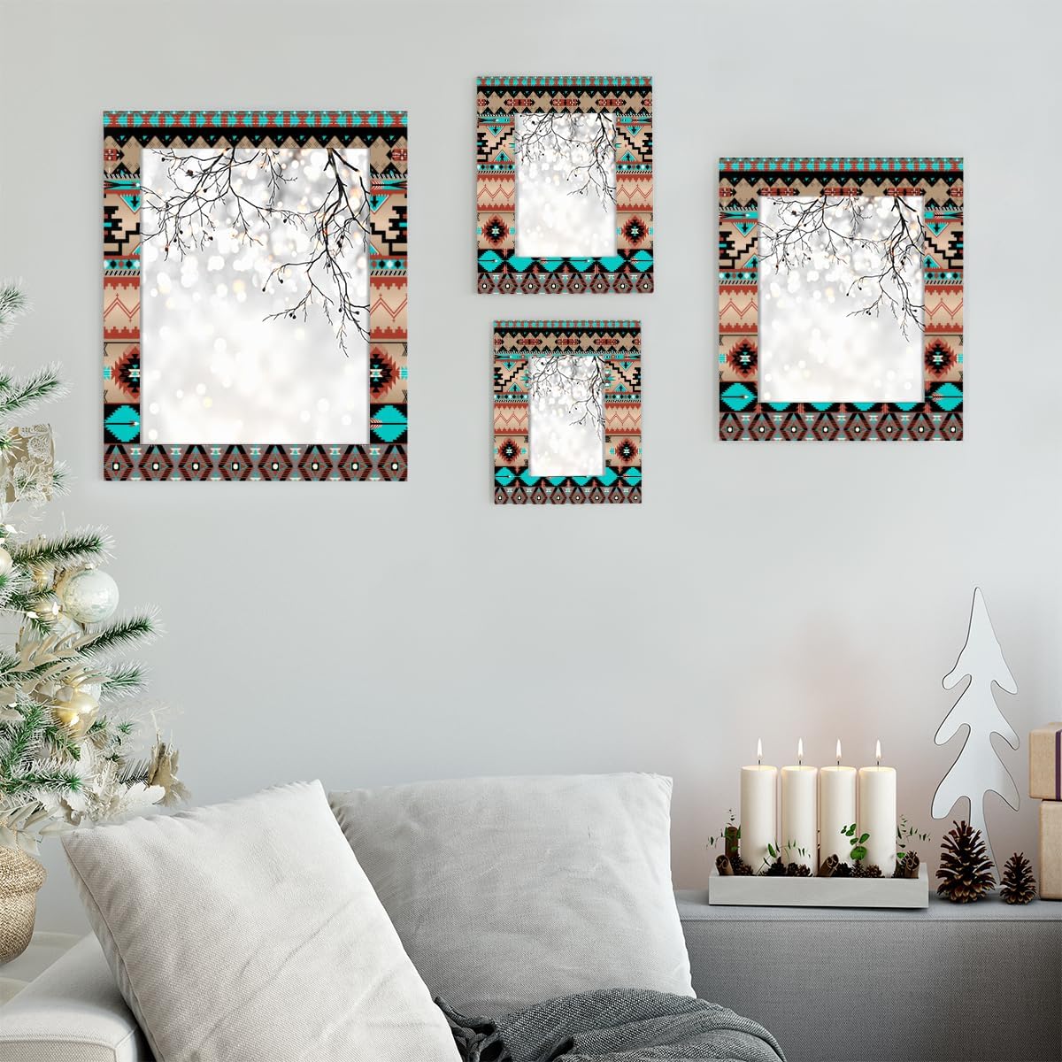 Ethnic Aztec 5x7 Picture Frames Colorful Geometric Photo Frames Collage for Wall Mounting Tabletop Display Wood Photo Picture Frame Home Office Decoration Family Friends Gift - Image 8