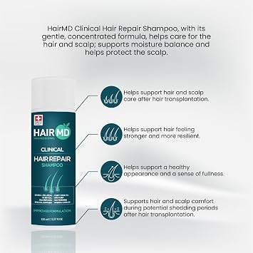 HairMD Transplant Clinical Repair Shampoo - 150ml Biotin for Hair Growth, Exclusive Anti Hair Loss Sensitive Formula