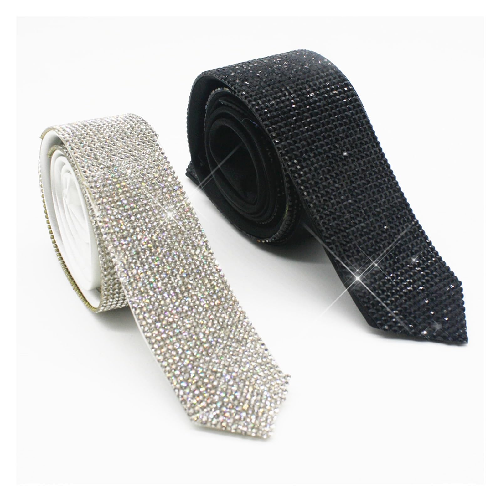 Glitzer Strass-Krawatte Schwarze Laser-Kristall-Strass-Krawatte