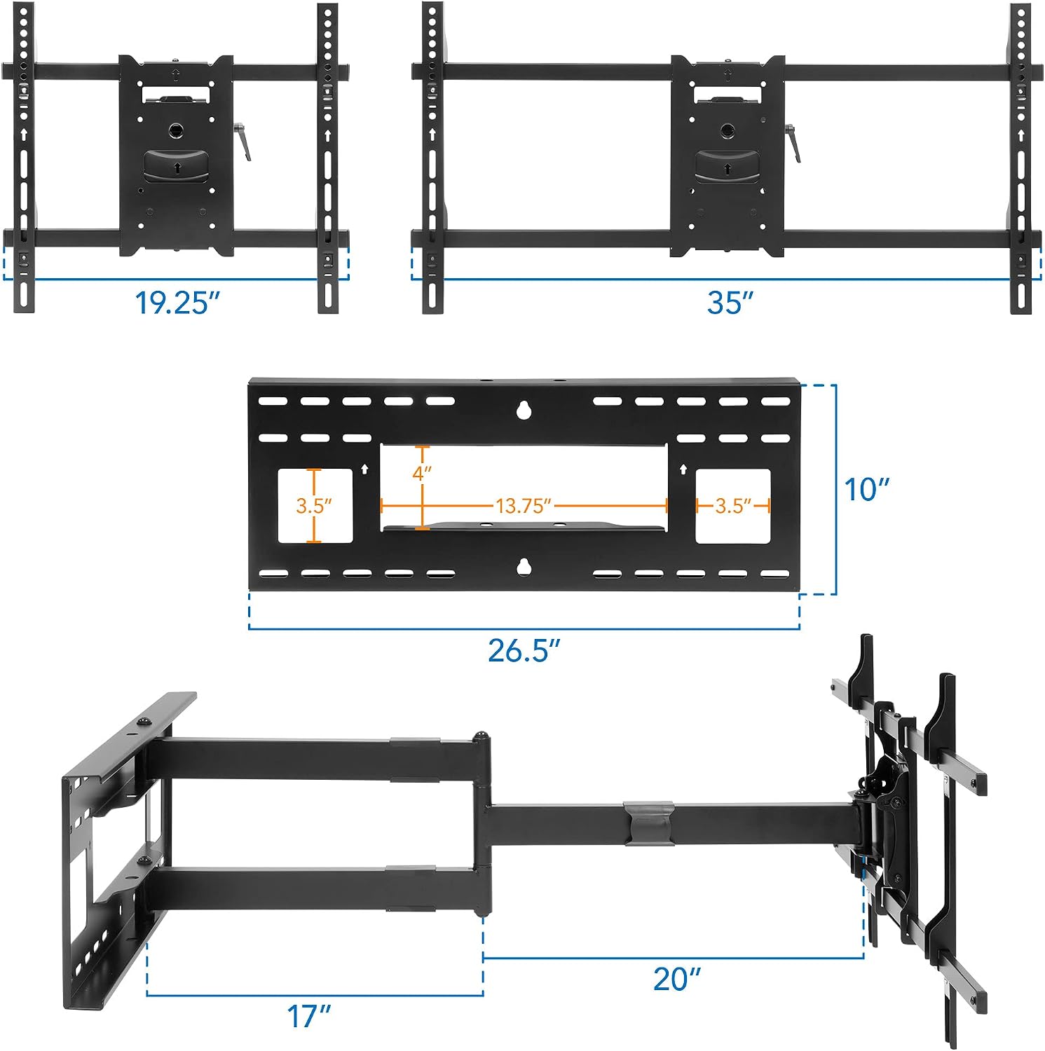 Long Arm TV Mount, Full Motion Wall 
