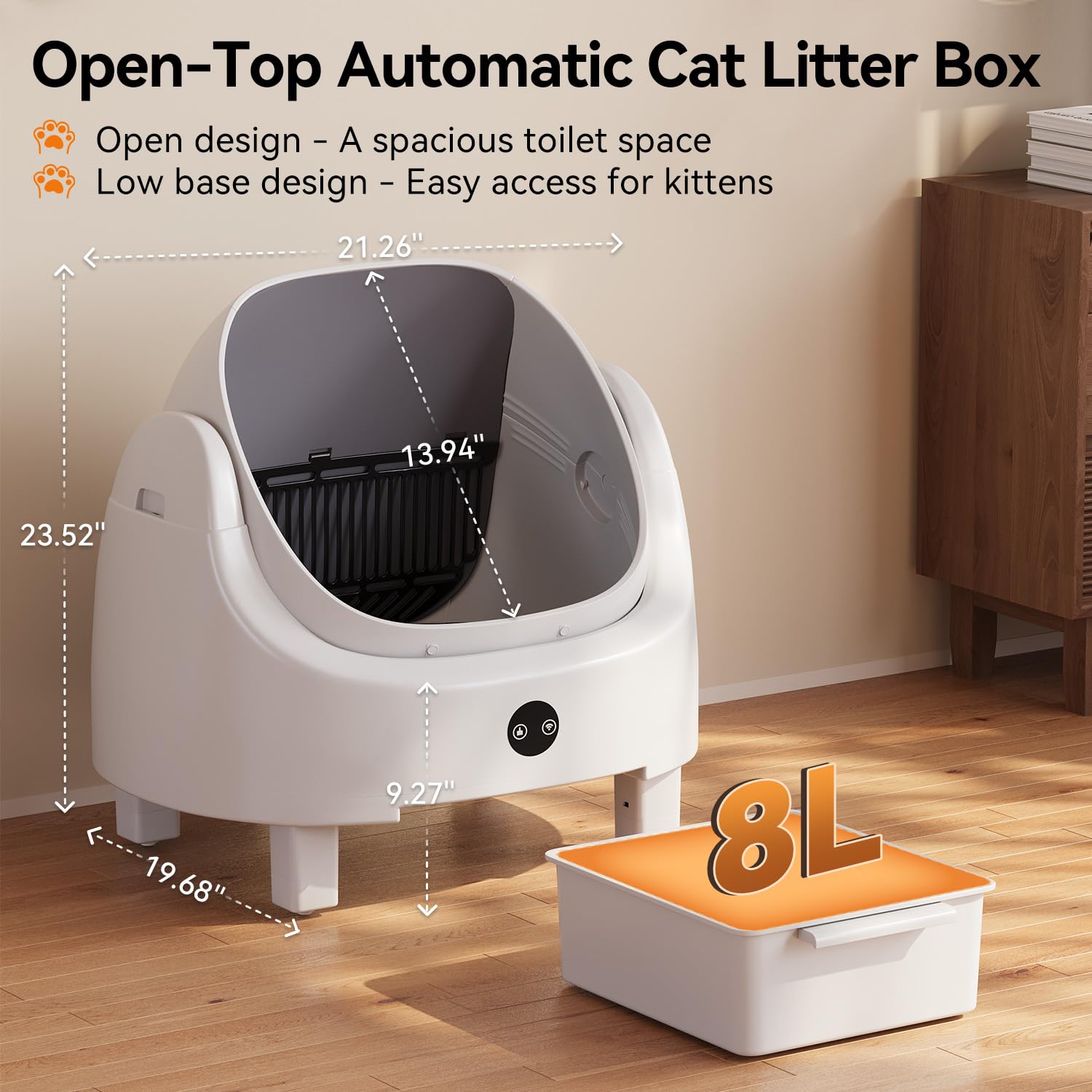Automatic Litter Box App Control Self Cleaning Litter Box Odor Control＆Safety Protection for Multiple Cats with Garbage Bag, Cat Litter Mat and Fragrance Box - image 8