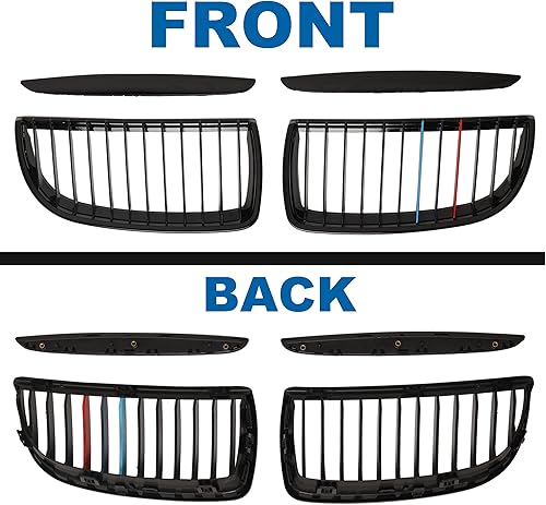 Miniatura 61 de Rejilla frontal negra brillante compatible con BMW Serie 3 G20 2019 2020 2021 2022 316i 318i 320i 328i 330i 330i 335i 340i Doble lamas negro