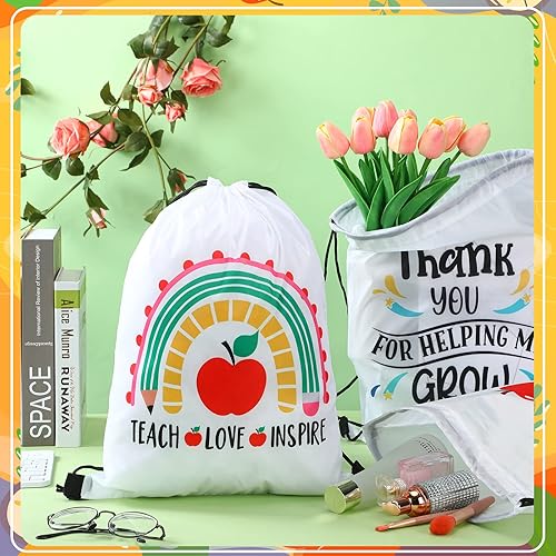 Miniatura 5 de 12 piezas de regalos de Navidad para profesores para mujeres, mochila con cordón reutilizable, bolsa de regalo de agradecimiento para profesores,