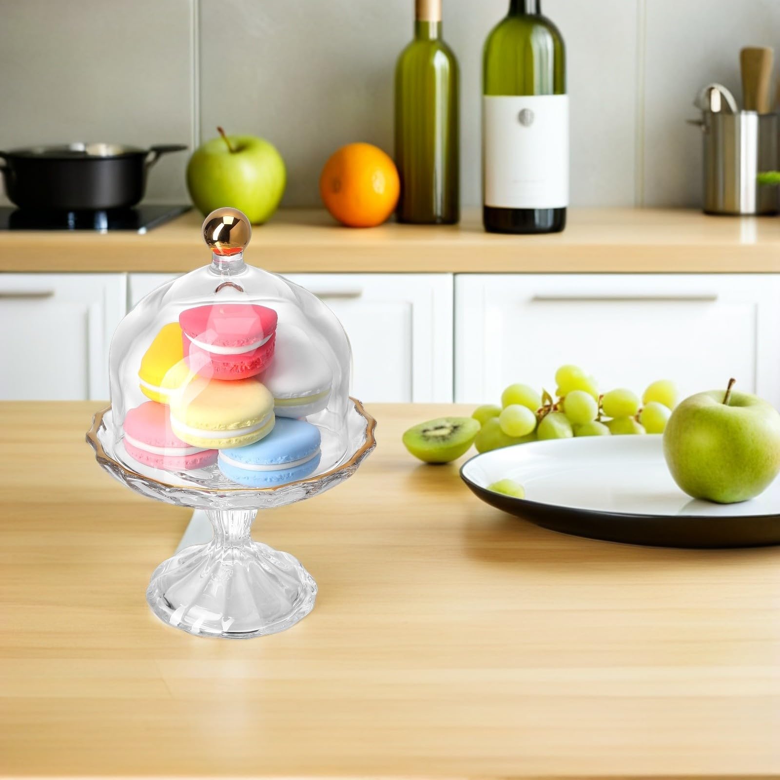 Alipis Présentoir à Dessert avec Dôme en Verre, Mini Support Élégant