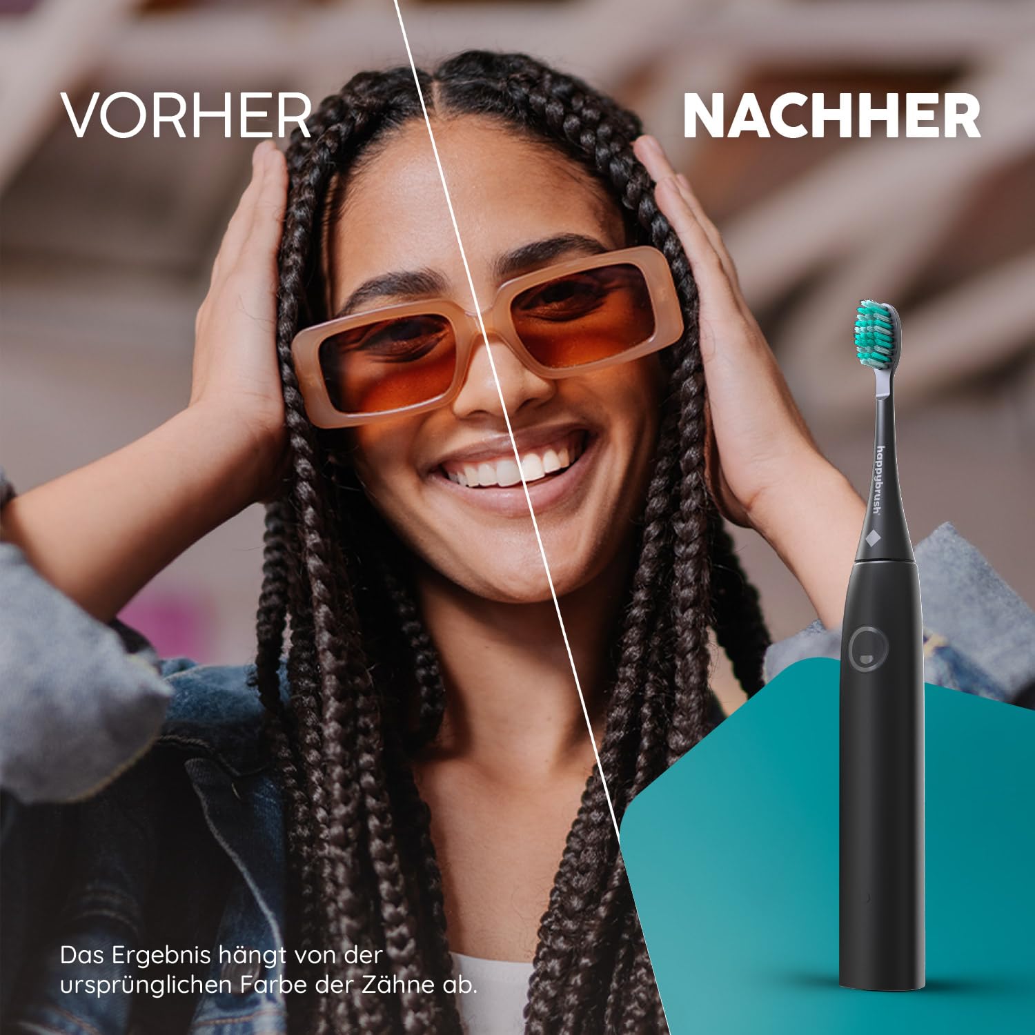 happybrush® Schallzahnbürste Eco Vibe LITE – TESTSIEGER – 100 Tage testen - Elektrische Zahnbürste mit 8 Wochen Power Akku – Ultraschall Zahnbürsten – 2 Jahre Garantie - AllBlack