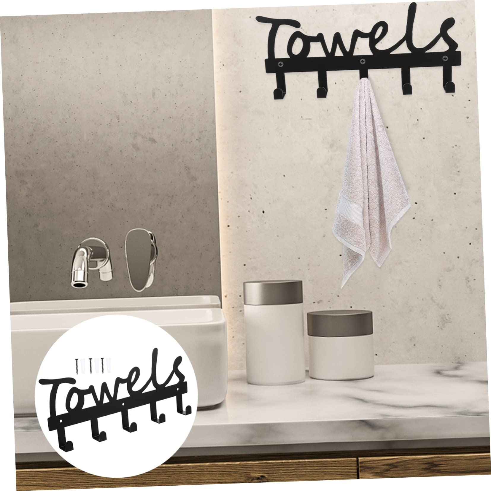 Zerodeko 1Pc Retro Iron Wall Hook Multifunctional Towel Holder for Home Chic Wall Mounted Sundries Organizer Elegant Black Design for Towels Hats Bags and More