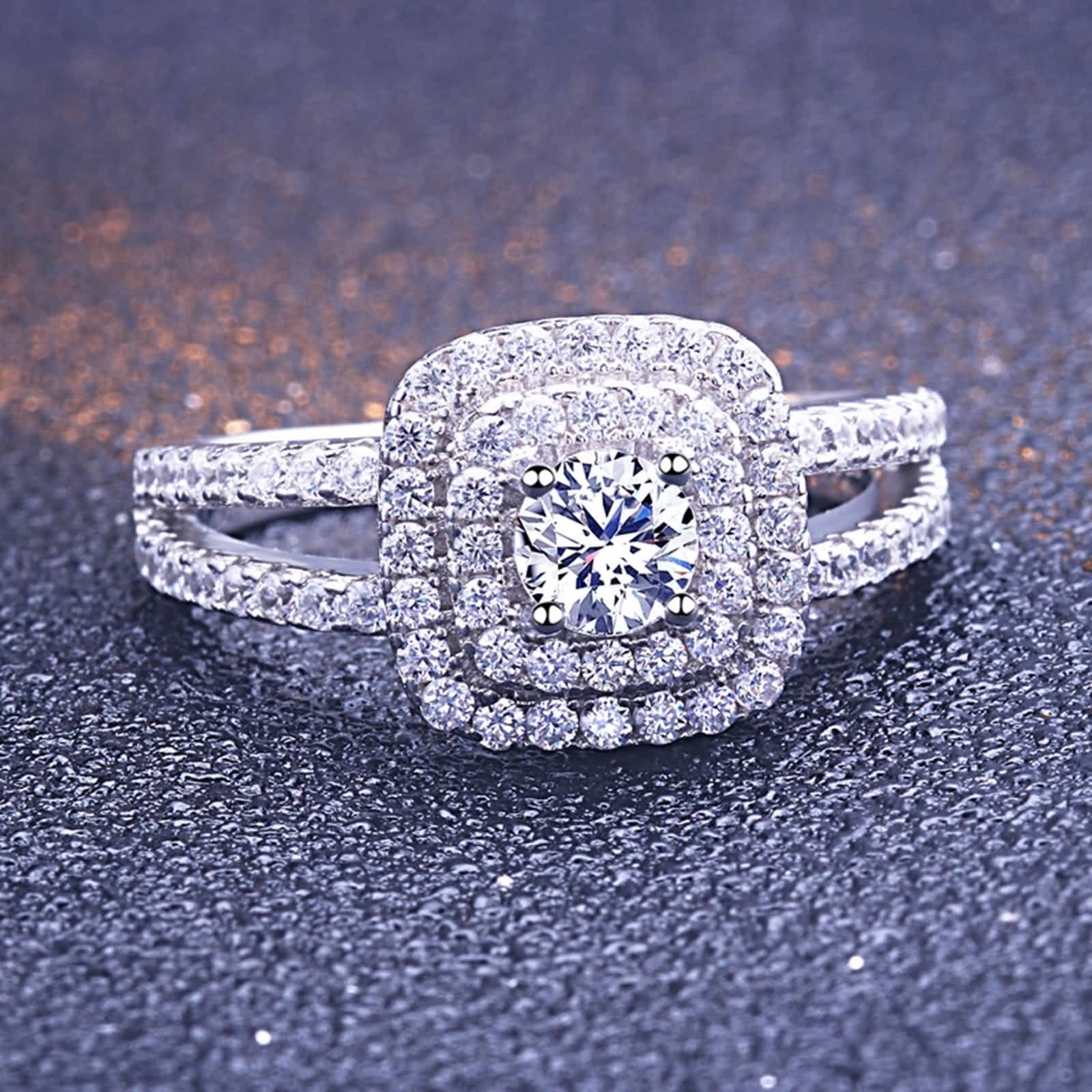 Ehering Damen Silber, Modeschmuck Ringe mit Zirkonia Freund Geschenk Vorhanden Größe 49 (15.6)-62 (19.7)