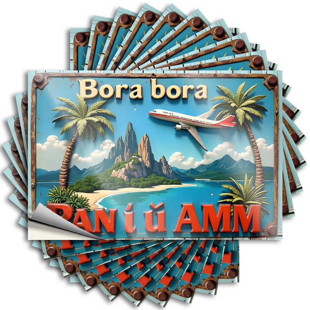 Front Porch Fall Decor Quote Bottle | Bora Bora Paradise: A Tropical Escape with Panorama Views Smiley Face Adults Sticker Pack(12X18CM)