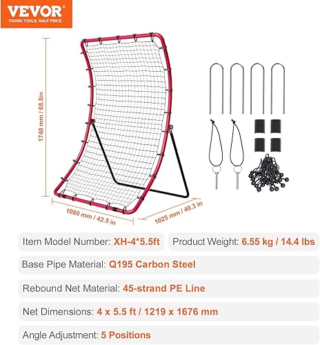 Miniatura 7 de VEVOR Baseball and Softball Rebounder Net, PitchBack Baseball Pitching Net, Volleyball Pitch Return Trainer Rebound Net with Pitching Target, All