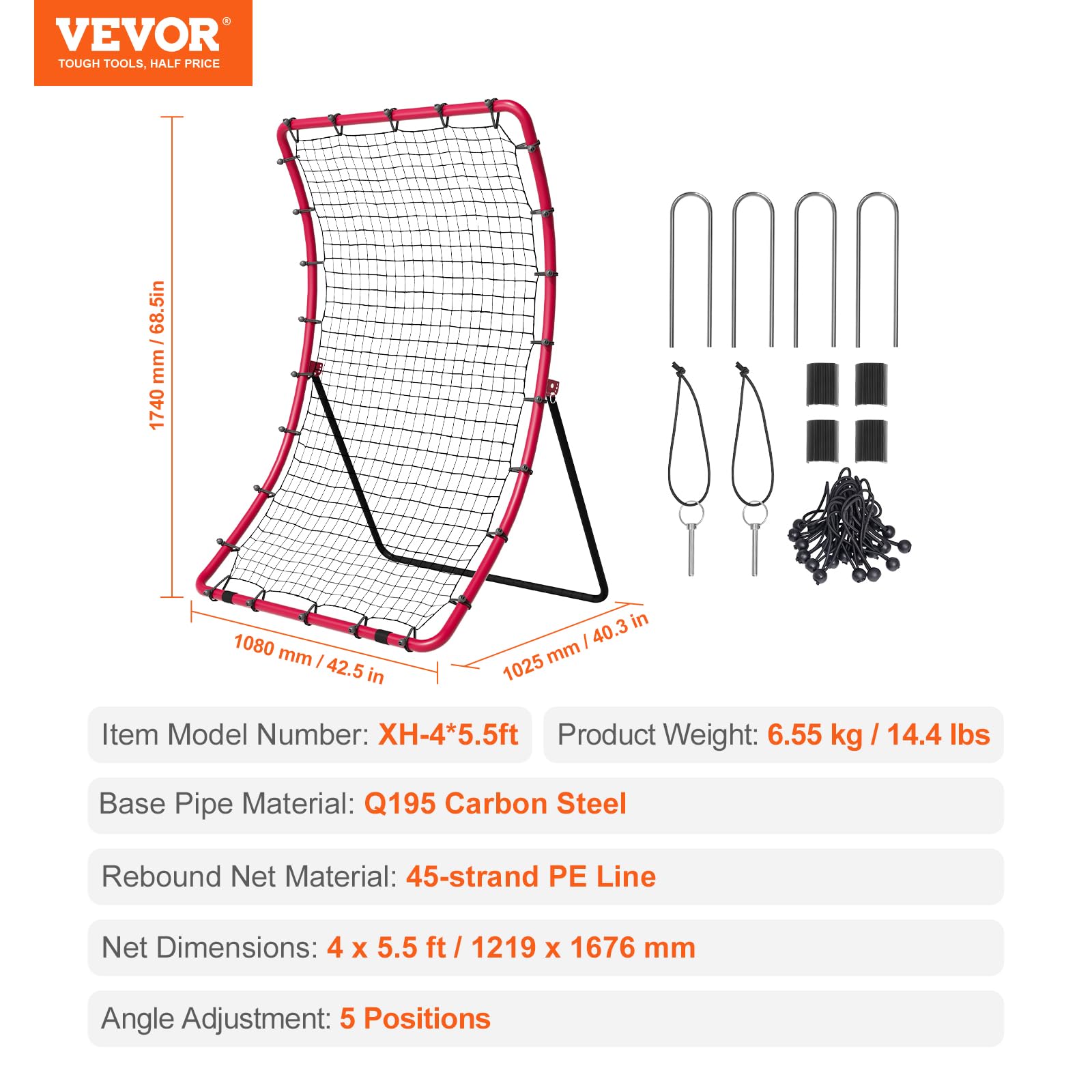VEVOR Filet de Rebond pour Baseball et Softball, 914 x 1372 mm, Filet de Lancement de Baseball à 3 Voies, entraîneur de rebondissement de Lanceur de Baseball, pour la Pratique du Terrain et du Lancer
