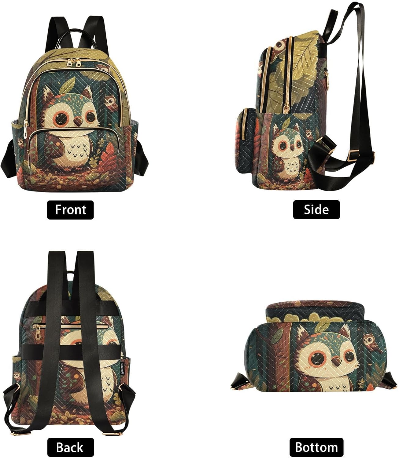 ZAZYXTJ Cute Owl Backpack Purse for Women Quilted Mini Fashion Backpacks Lightweight Travel Casual Backpack S - Image 2