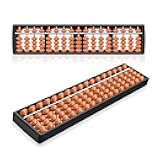 Soroban Abacus for Adults & Kids - 11-inch Japanese 5 Beads 17 Rod Math Learning Tool - Portable Calculating Device for Beginners & Professional
