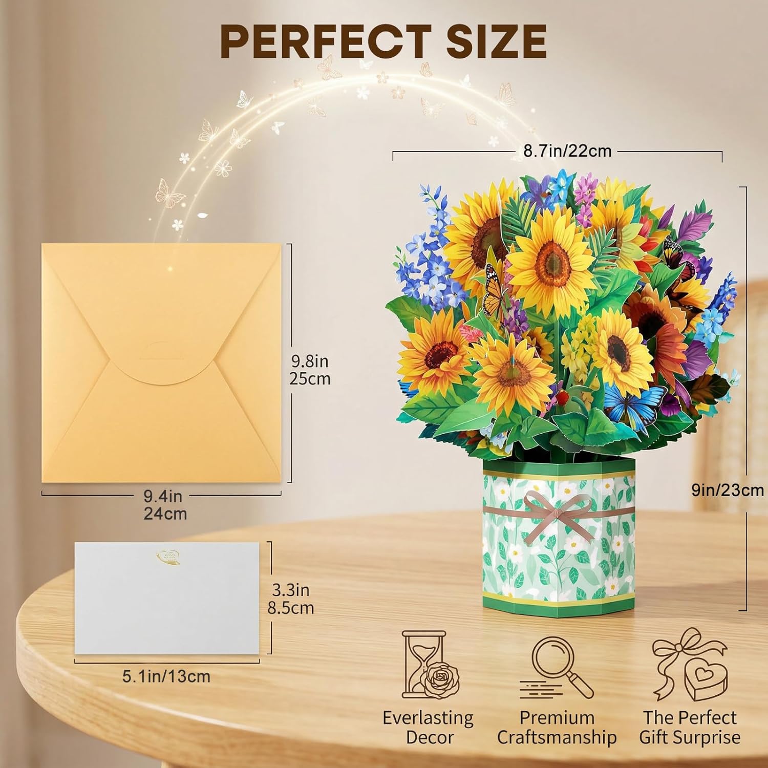 12 Pack Paper Flower Pop Up Cards, 3D Flower Bouquet Greeting Cards Bulk for Mother's Day, Birthday, Anniversary, Get Well Soon, Thinking of You, Fresh Cut Paper Pop-Up Flowers with Envelopes & Note Tags