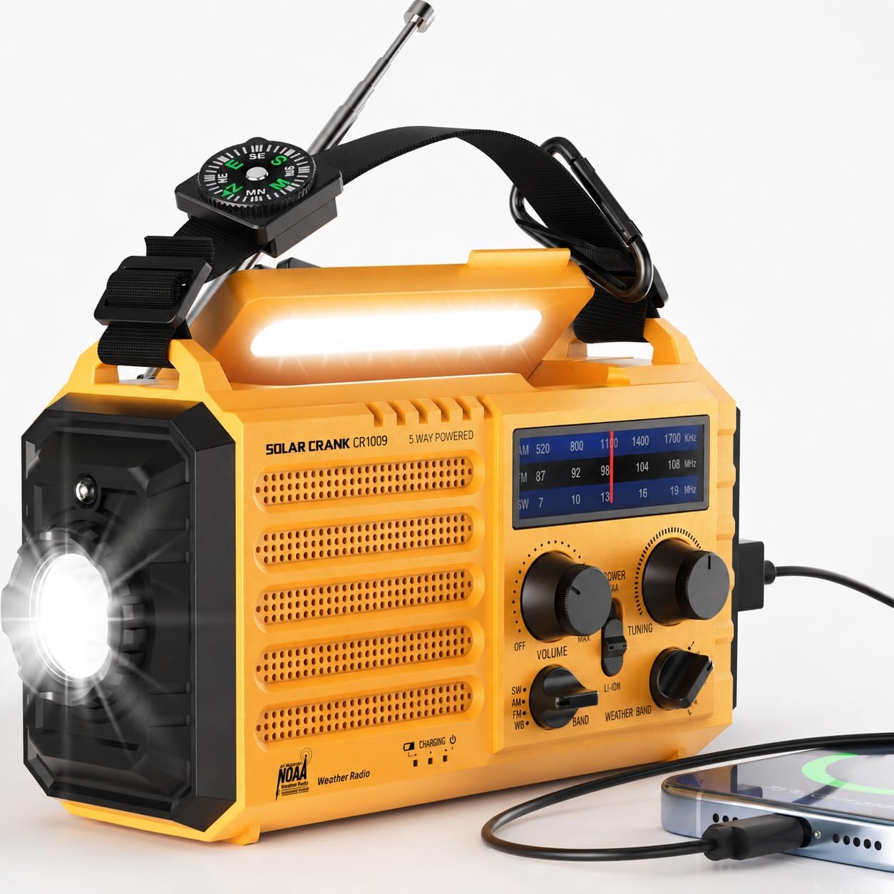 Mesqool 5000mAh NOAA Emergency Radio w/ Crank & Phone Charging