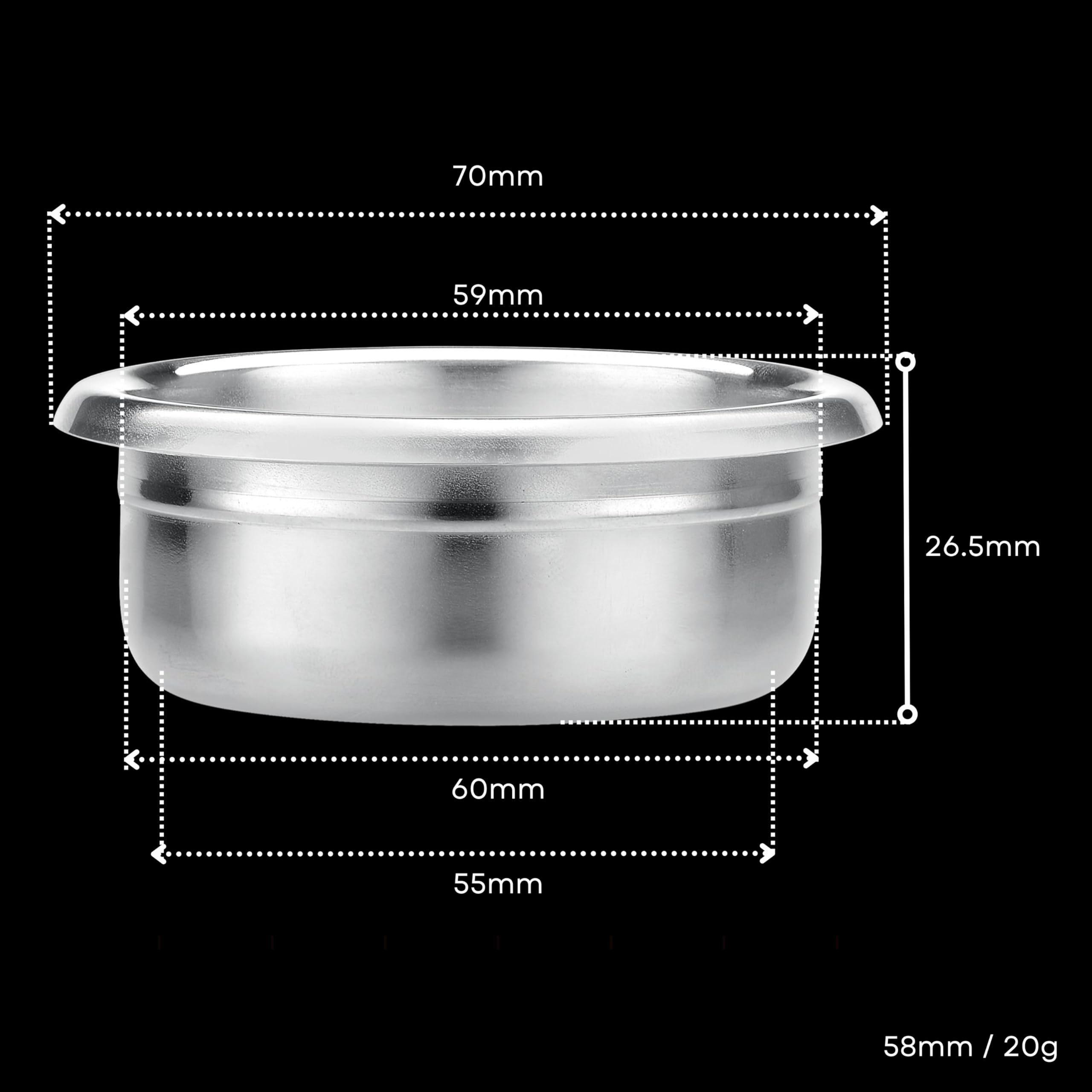 58mm Portafilter Basket Coffee Filter 20g Bottomless